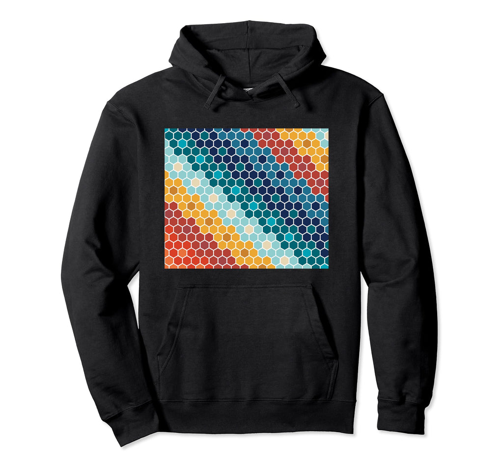 Colorful Floral Mosaic Hexagon Pattern Hoodie - Graphic Print Men Women - T-Shirt, Sweatshirt, Hoodie