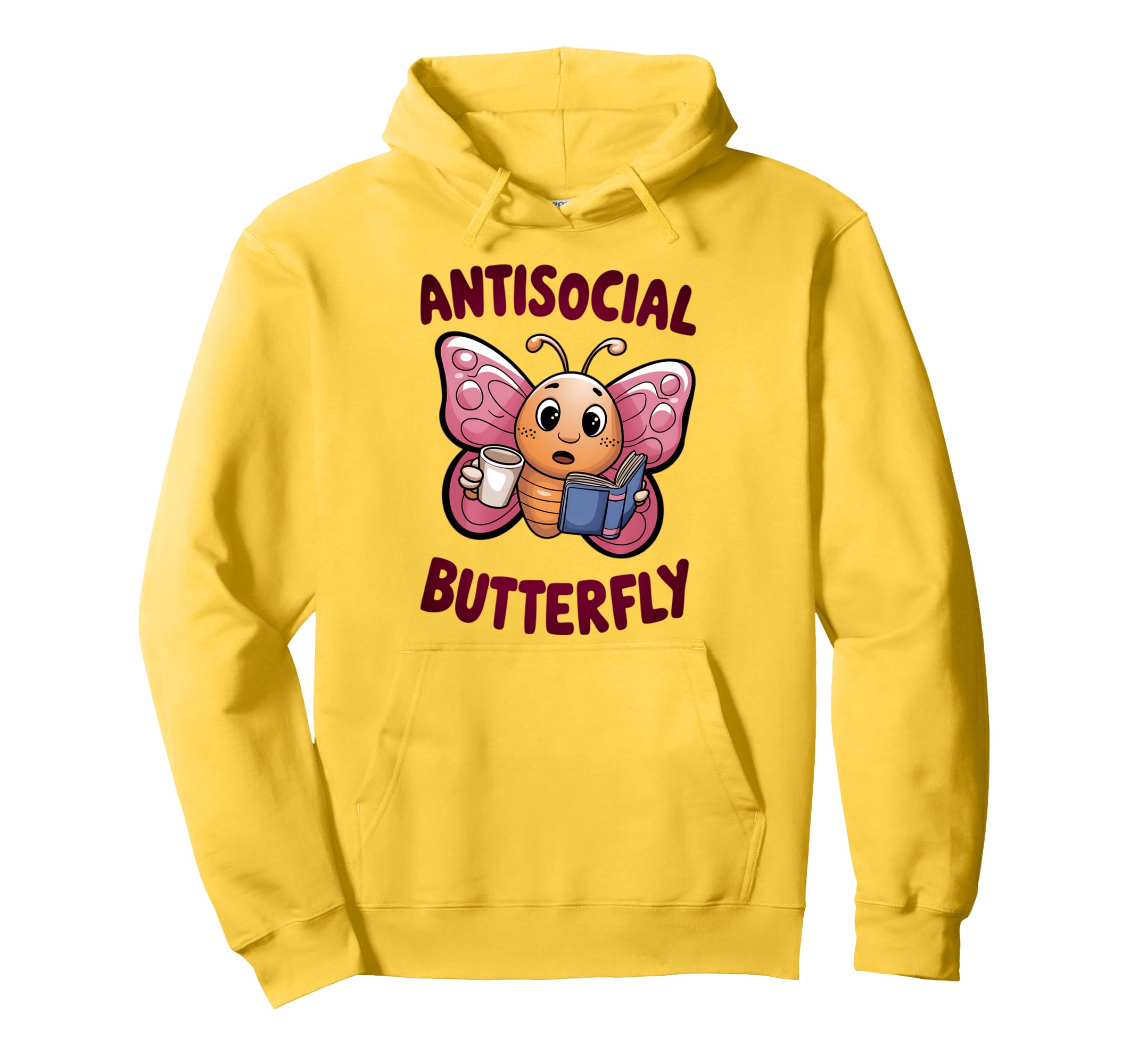 Groovy Anti Social Butterfly Ironic Hoodie - Fun Novelty Design Men Women - T-Shirt, Sweatshirt, Hoodie