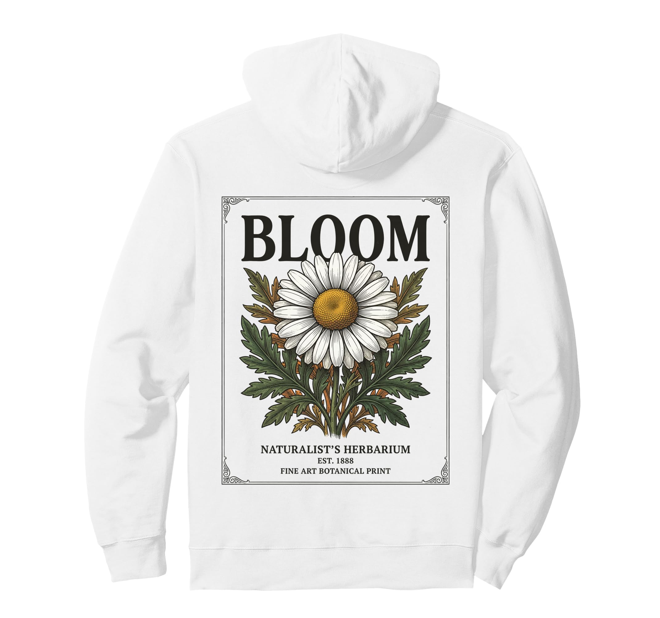 Antique Herbarium Bloom Daisy Botanical Hoodie - Aesthetic Graphic Unisex - T-Shirt, Sweatshirt, Hoodie