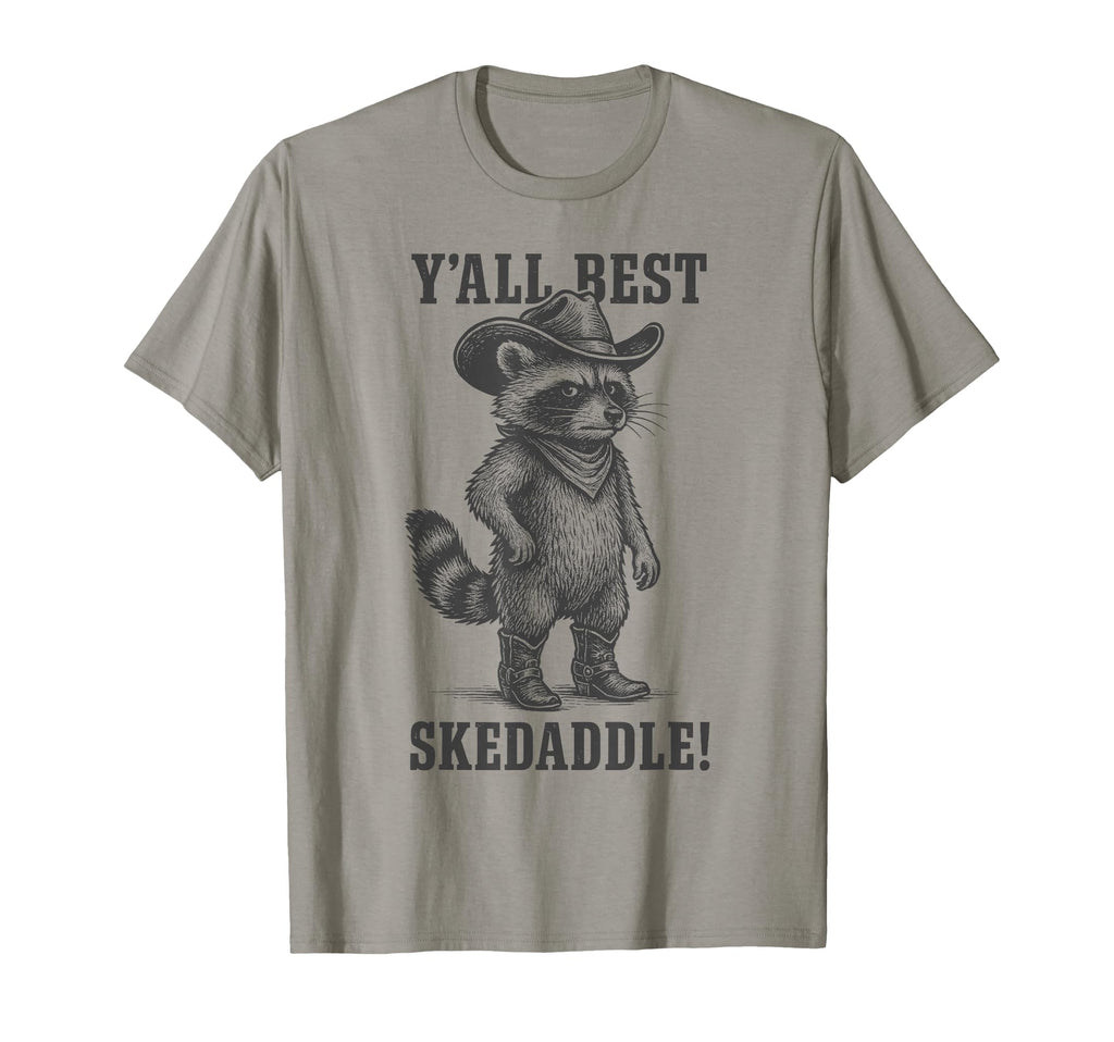Cowboy Raccoon Yall Best Skedaddle T-Shirt - Trendy Graphic Men Women - T-Shirt, Sweatshirt, Hoodie