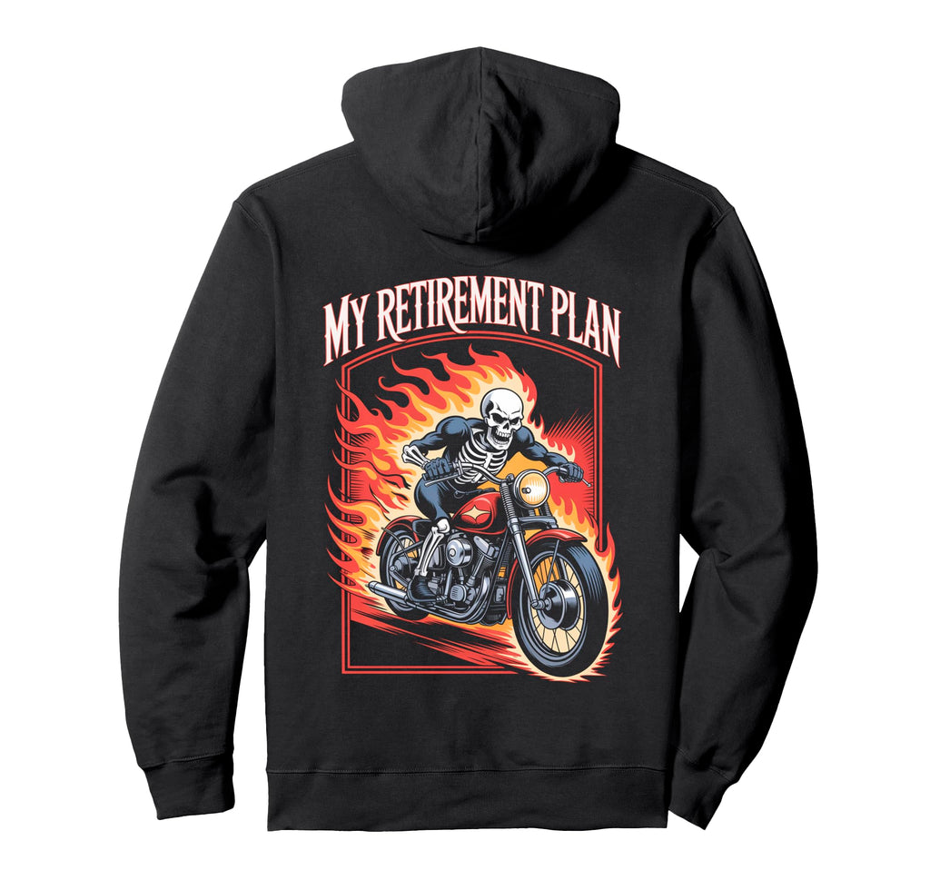 Motorcycle Riding Biker Retired Skeleton Hoodie - Minimalist Print Unisex - T-Shirt, Sweatshirt, Hoodie
