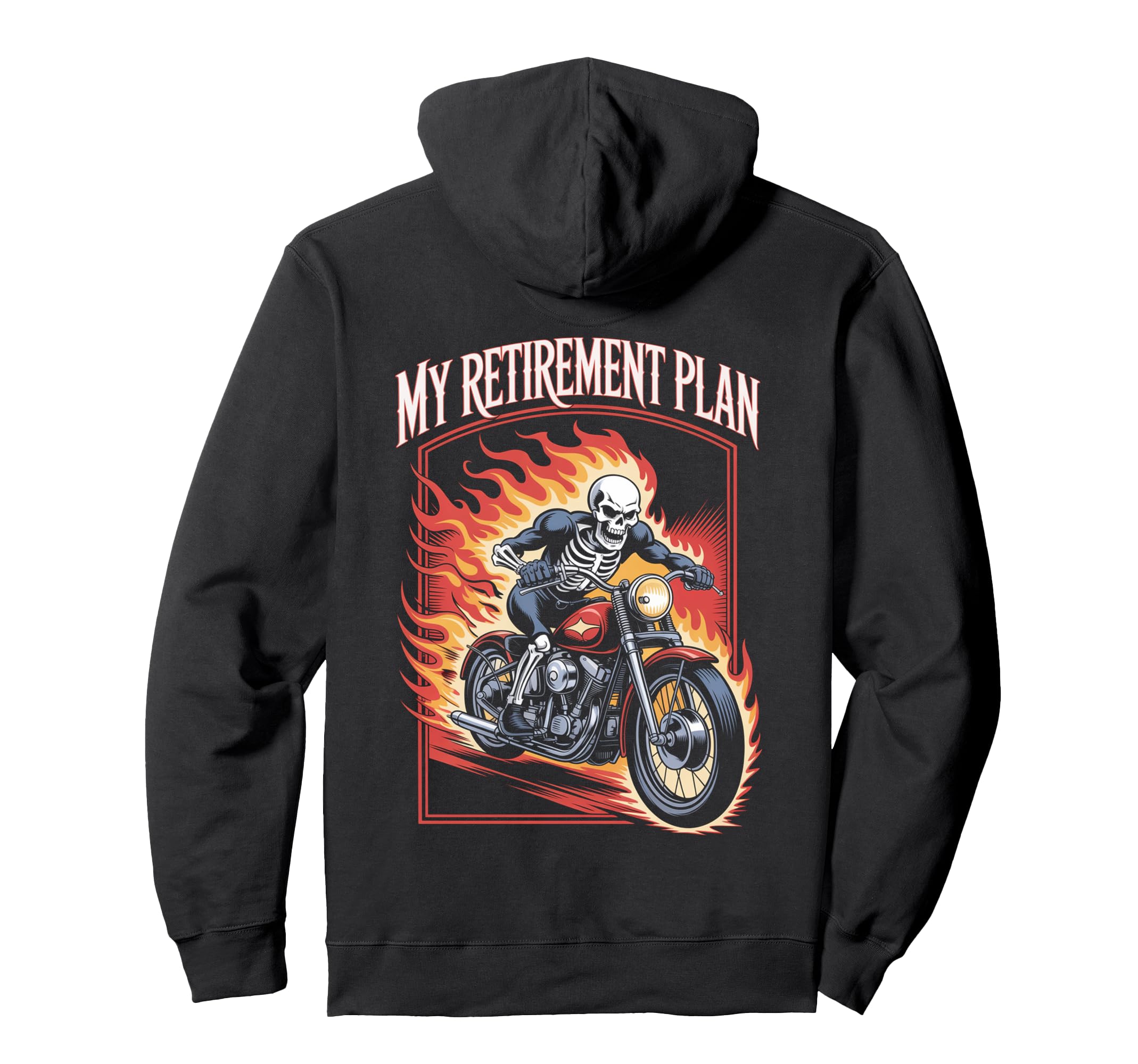 Motorcycle Riding Biker Retired Skeleton Hoodie - Minimalist Print Unisex - T-Shirt, Sweatshirt, Hoodie