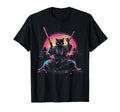 Synthwave Cat Samurai Mediation Vaporwave T-Shirt - Trendy Graphic Unisex - T-Shirt, Sweatshirt, Hoodie