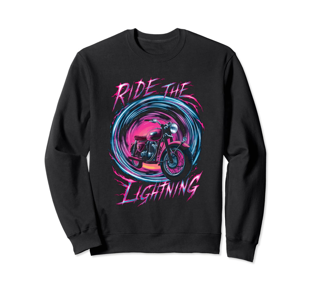 Ride Lightning Motorcycle Enthusiast Sweatshirt - Aesthetic Graphic Unisex - T-Shirt, Sweatshirt, Hoodie