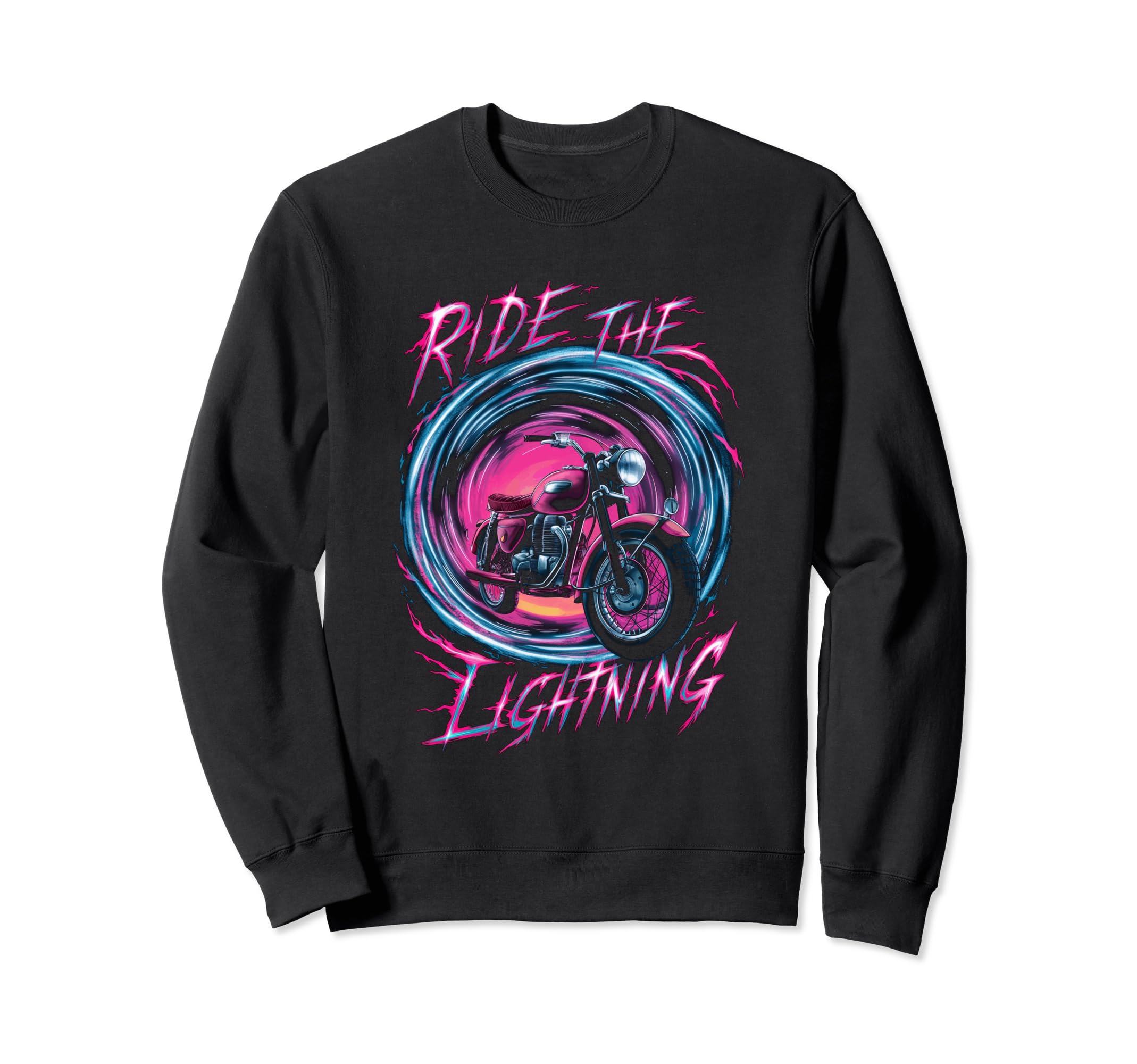 Ride Lightning Motorcycle Enthusiast Sweatshirt - Aesthetic Graphic Unisex - T-Shirt, Sweatshirt, Hoodie