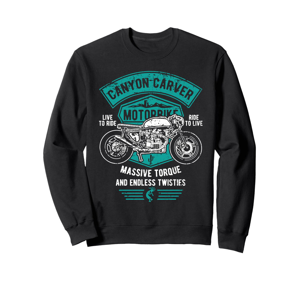 Canyon Carver Motorcycle Distressed Sweatshirt - Novelty Apparel Men Women - T-Shirt, Sweatshirt, Hoodie