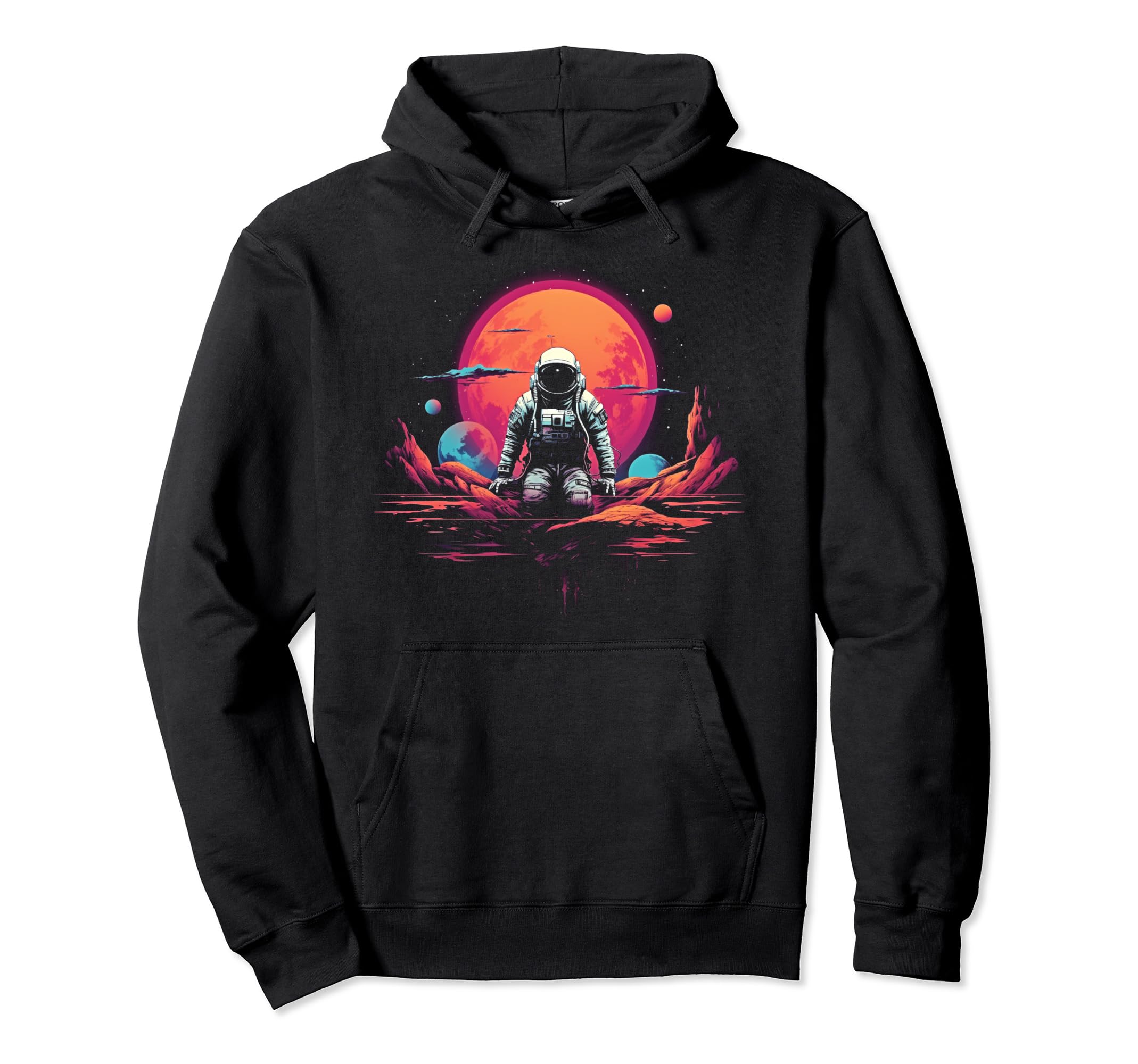 Synthwave Astronaut Cyberpunk 80S Sci Hoodie - Casual Everyday Wear Unisex - T-Shirt, Sweatshirt, Hoodie