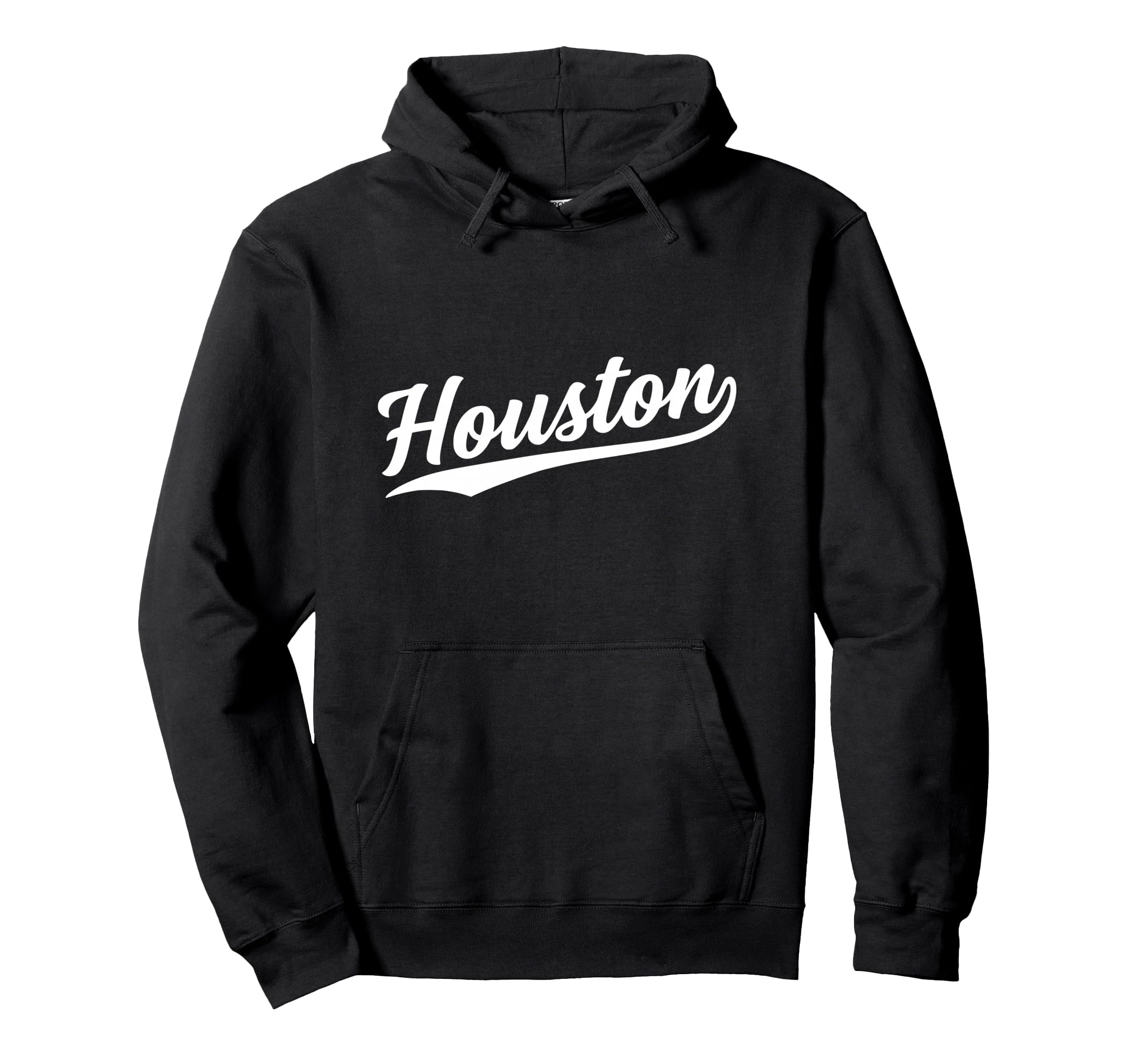 Houston Texas Script 1970S White Text Hoodie - Novelty Apparel Unisex - T-Shirt, Sweatshirt, Hoodie