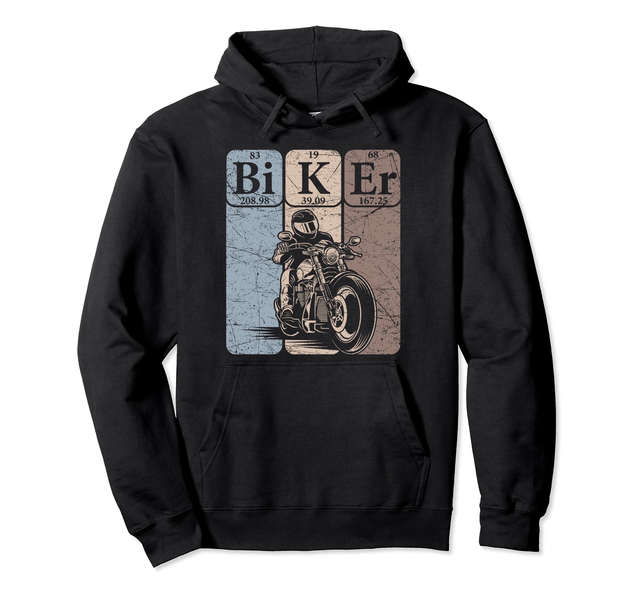 Biker Periodic Table Elements Hoodie - Minimalist Print for Adults - T-Shirt, Sweatshirt, Hoodie