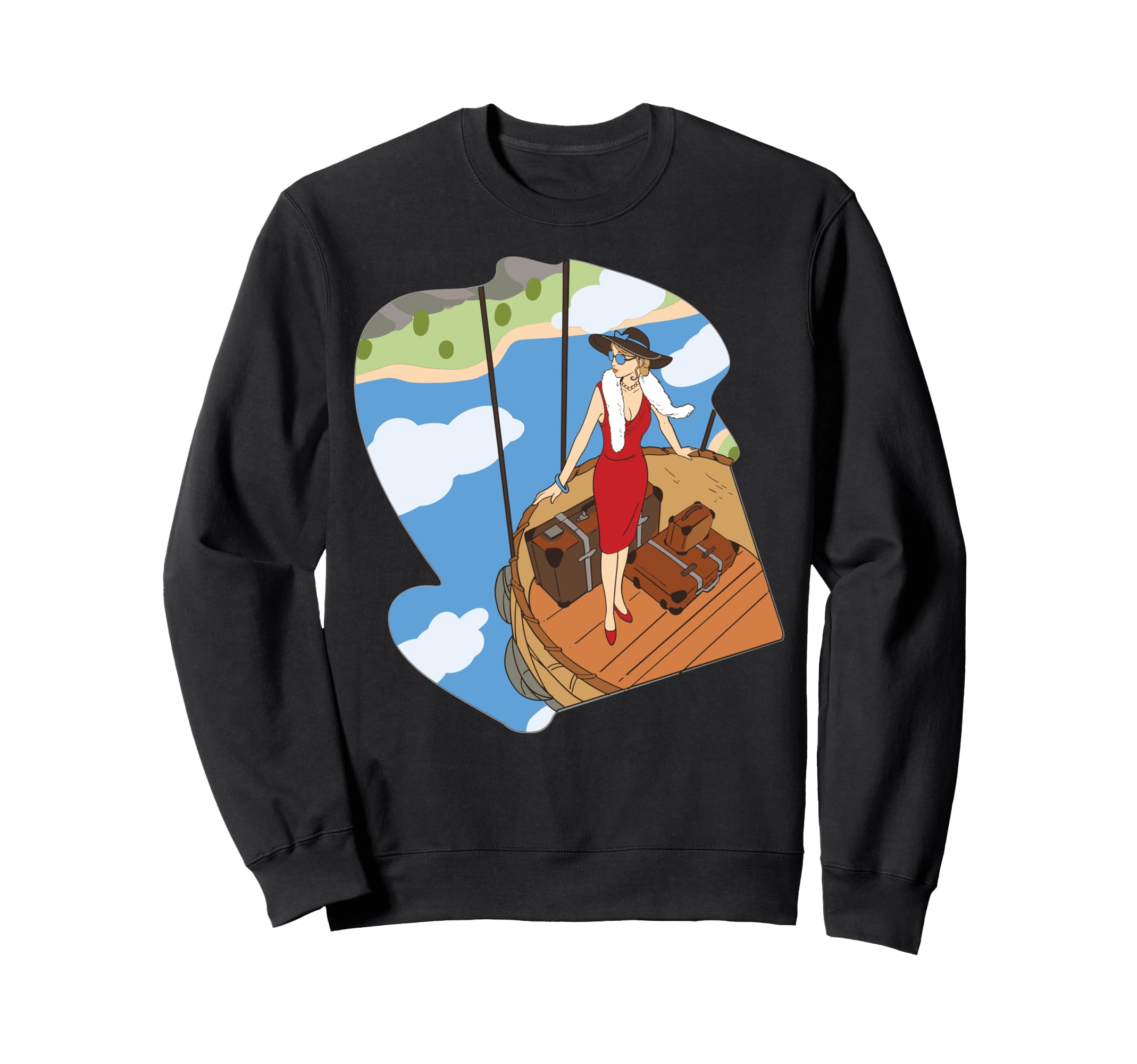 Travel Glamour Balloon Art Sweatshirt - Fun Novelty Design for Adults - T-Shirt, Sweatshirt, Hoodie