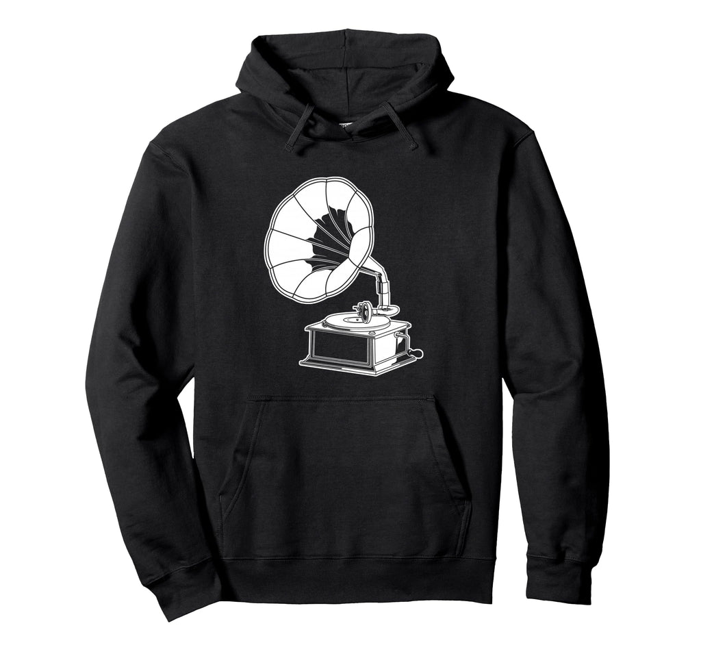 Record Player Vinyl Gramophone Hoodie - Minimalist Print Men Women - T-Shirt, Sweatshirt, Hoodie
