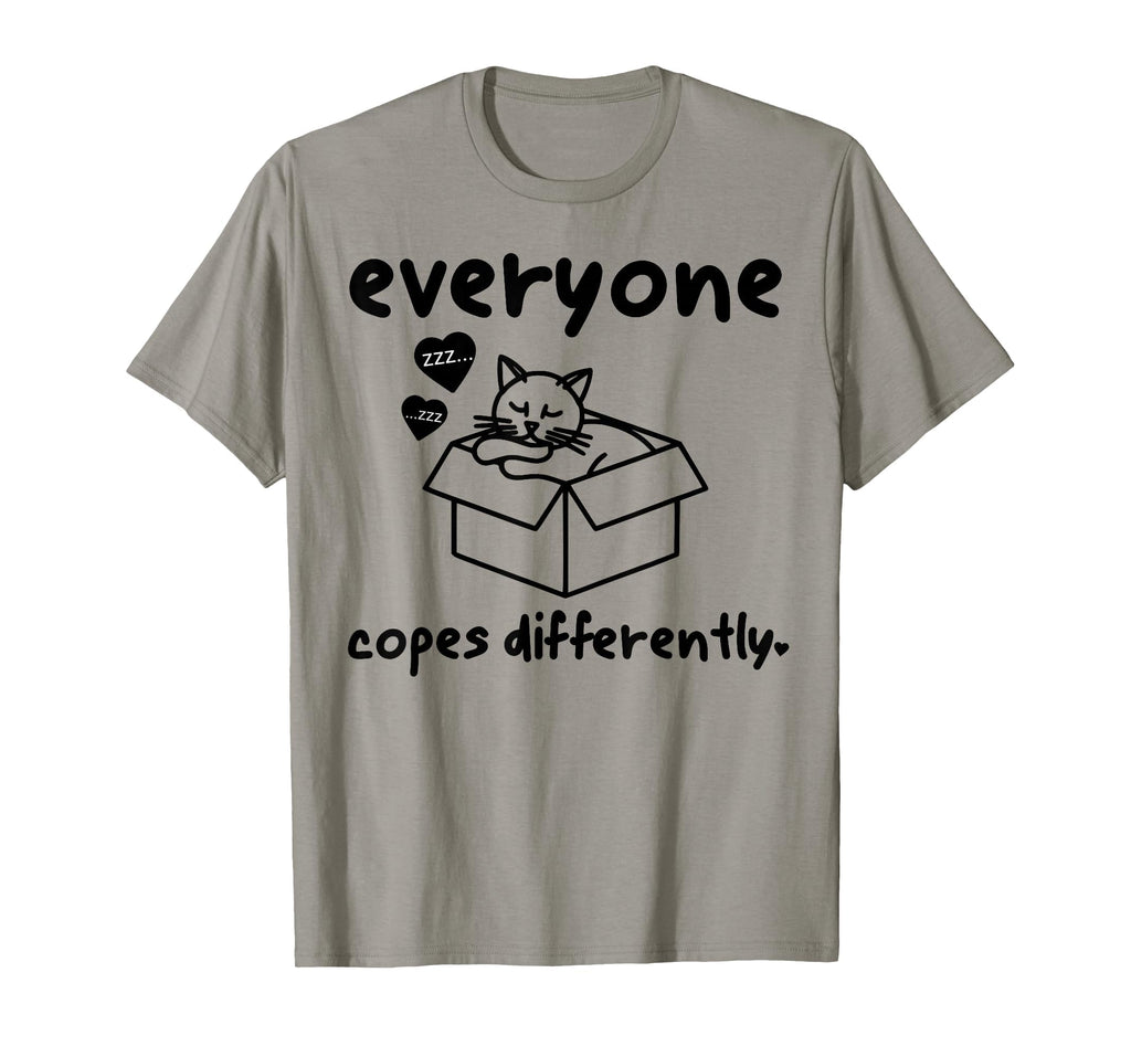 Everyone Copes Differently Funny Cat T-Shirt - Aesthetic Graphic Men Women - T-Shirt, Sweatshirt, Hoodie