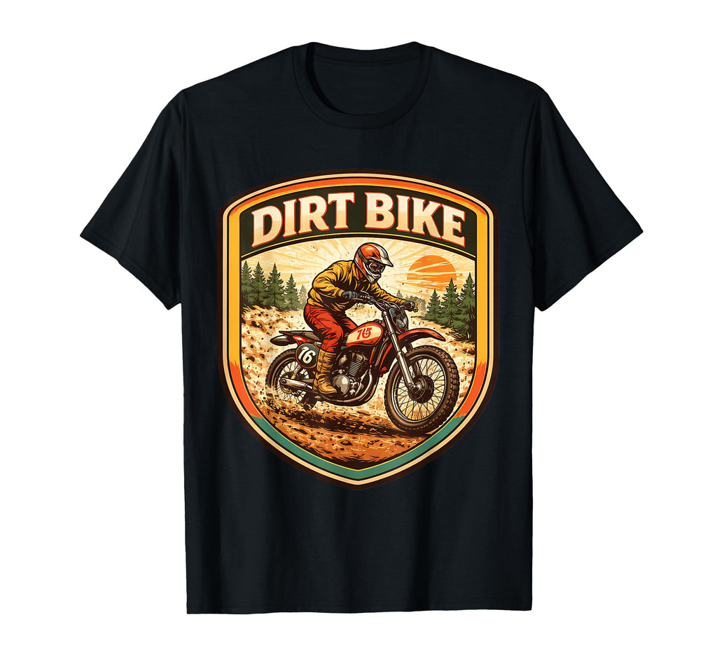Dirt Bike Rider Badge 70S 60S T-Shirt - Custom Art Print Men Women - T-Shirt, Sweatshirt, Hoodie