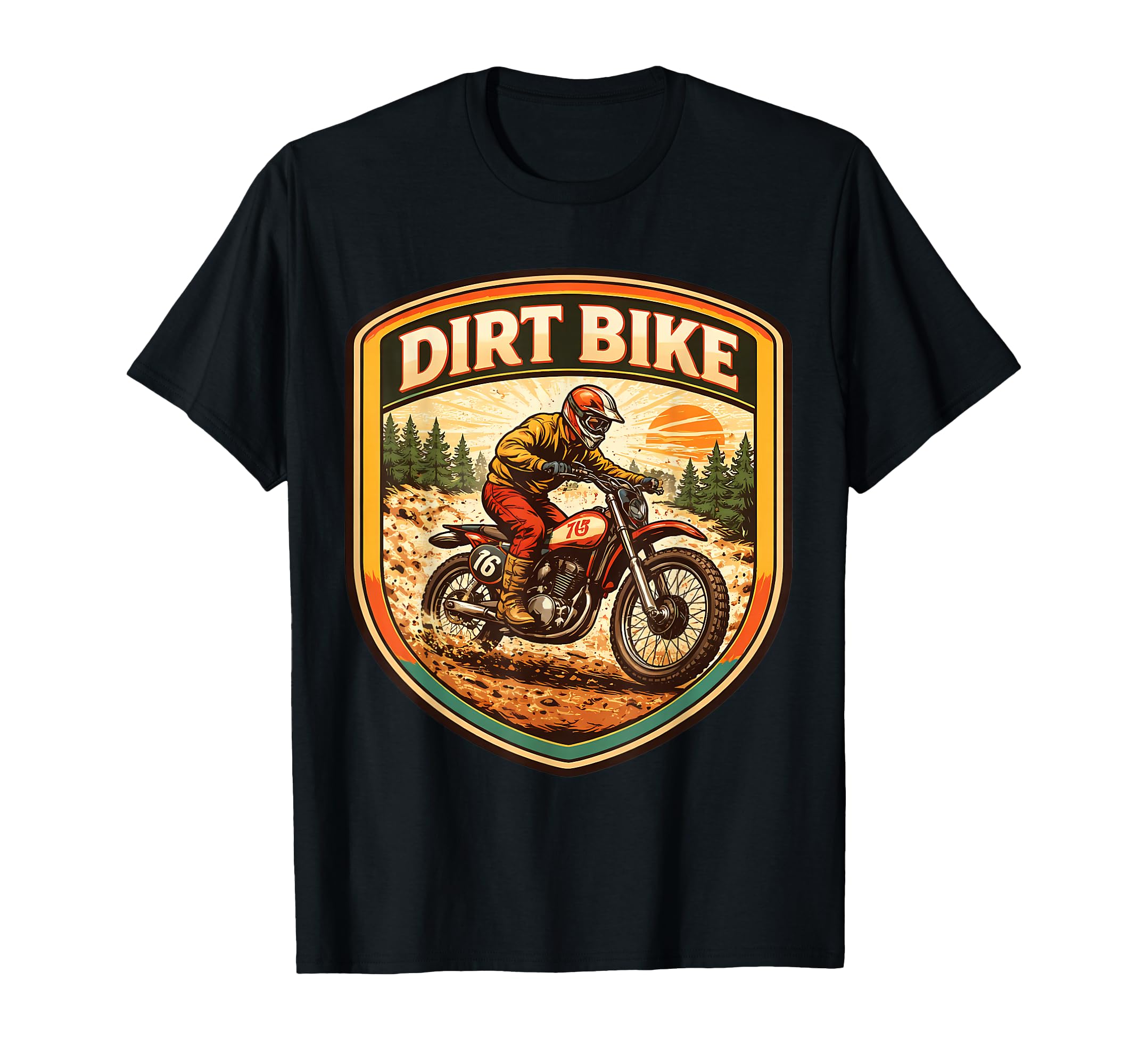 Dirt Bike Rider Badge 70S 60S T-Shirt - Custom Art Print Men Women - T-Shirt, Sweatshirt, Hoodie