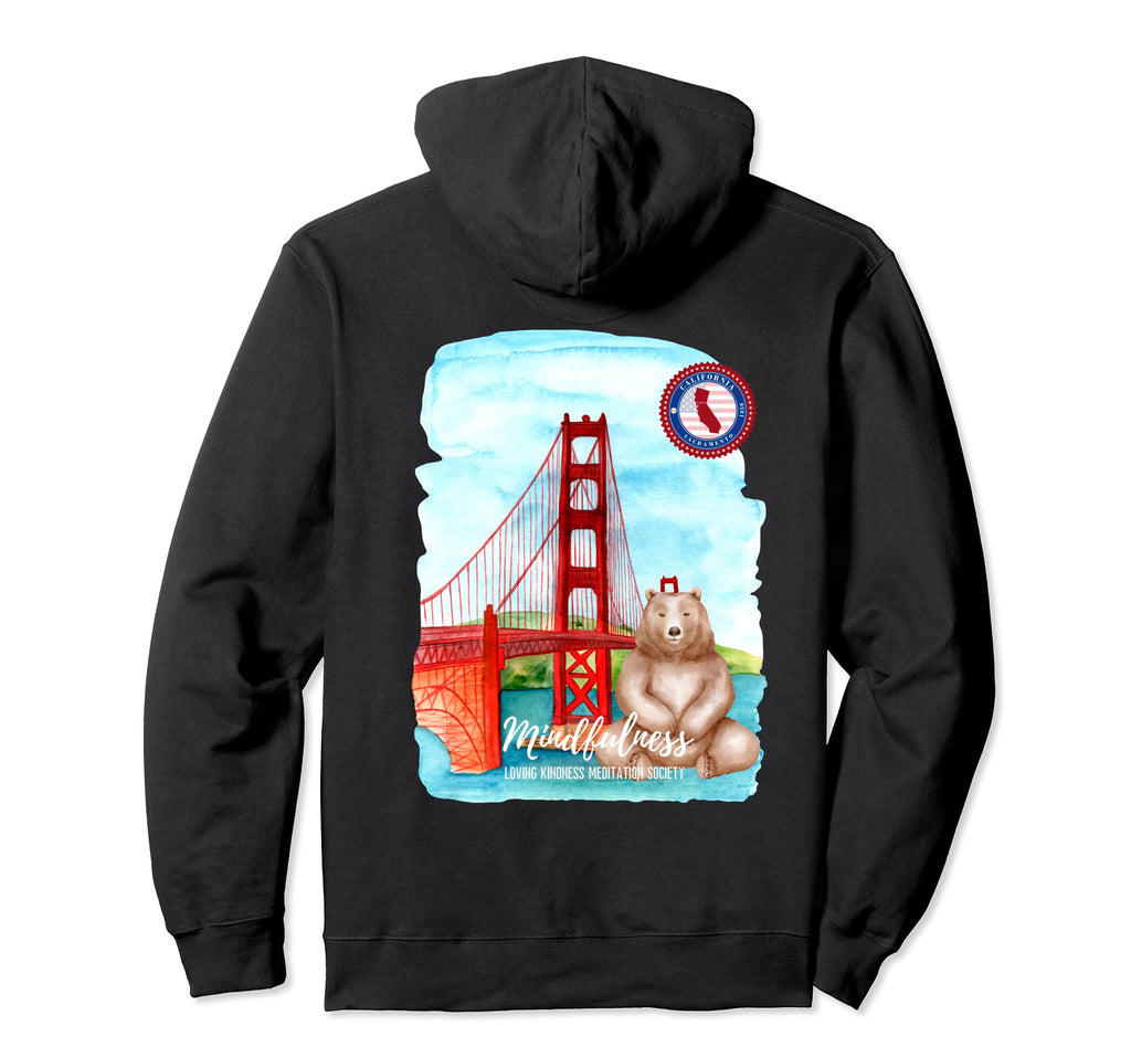 Meditating Bear California Zen Mindfulness Hoodie - Novelty Apparel Unisex - T-Shirt, Sweatshirt, Hoodie