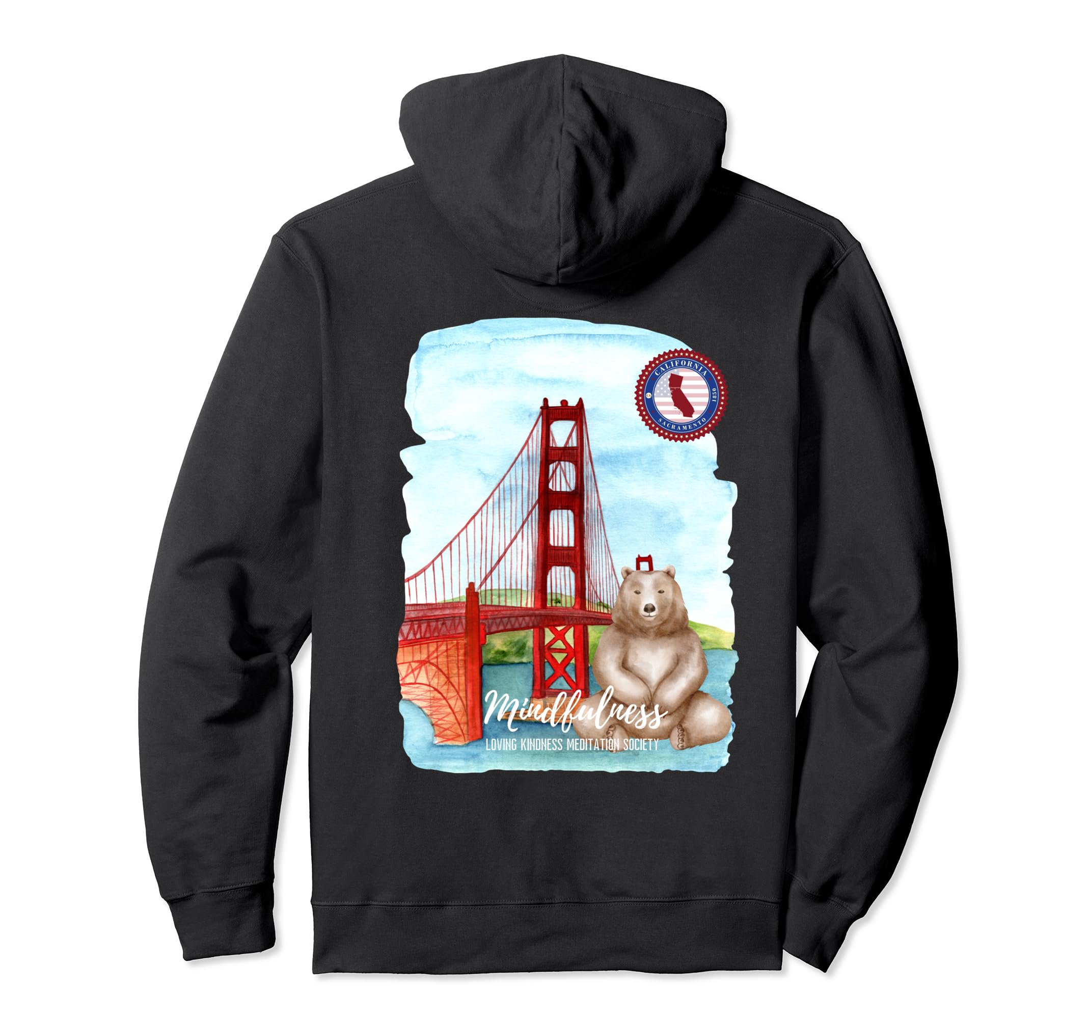 Meditating Bear California Zen Mindfulness Hoodie - Novelty Apparel Unisex - T-Shirt, Sweatshirt, Hoodie