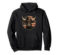 Patriotic Cowboy Bull American Flag Hoodie - Unique Graphic Men Women - T-Shirt, Sweatshirt, Hoodie