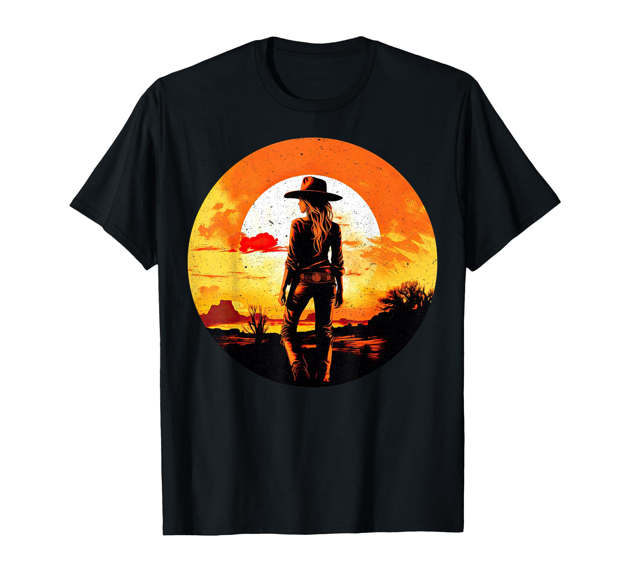 Cowgirl Sunset Silhouette Country T-Shirt - Aesthetic Graphic Men Women - T-Shirt, Sweatshirt, Hoodie