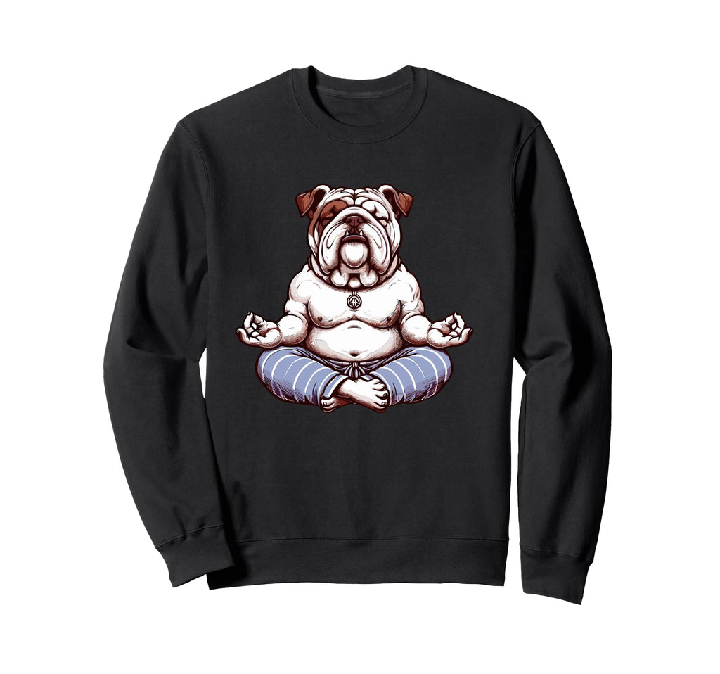 Meditation Bulldog Yoga Pose Relaxing Sweatshirt - Unique Graphic Unisex - T-Shirt, Sweatshirt, Hoodie