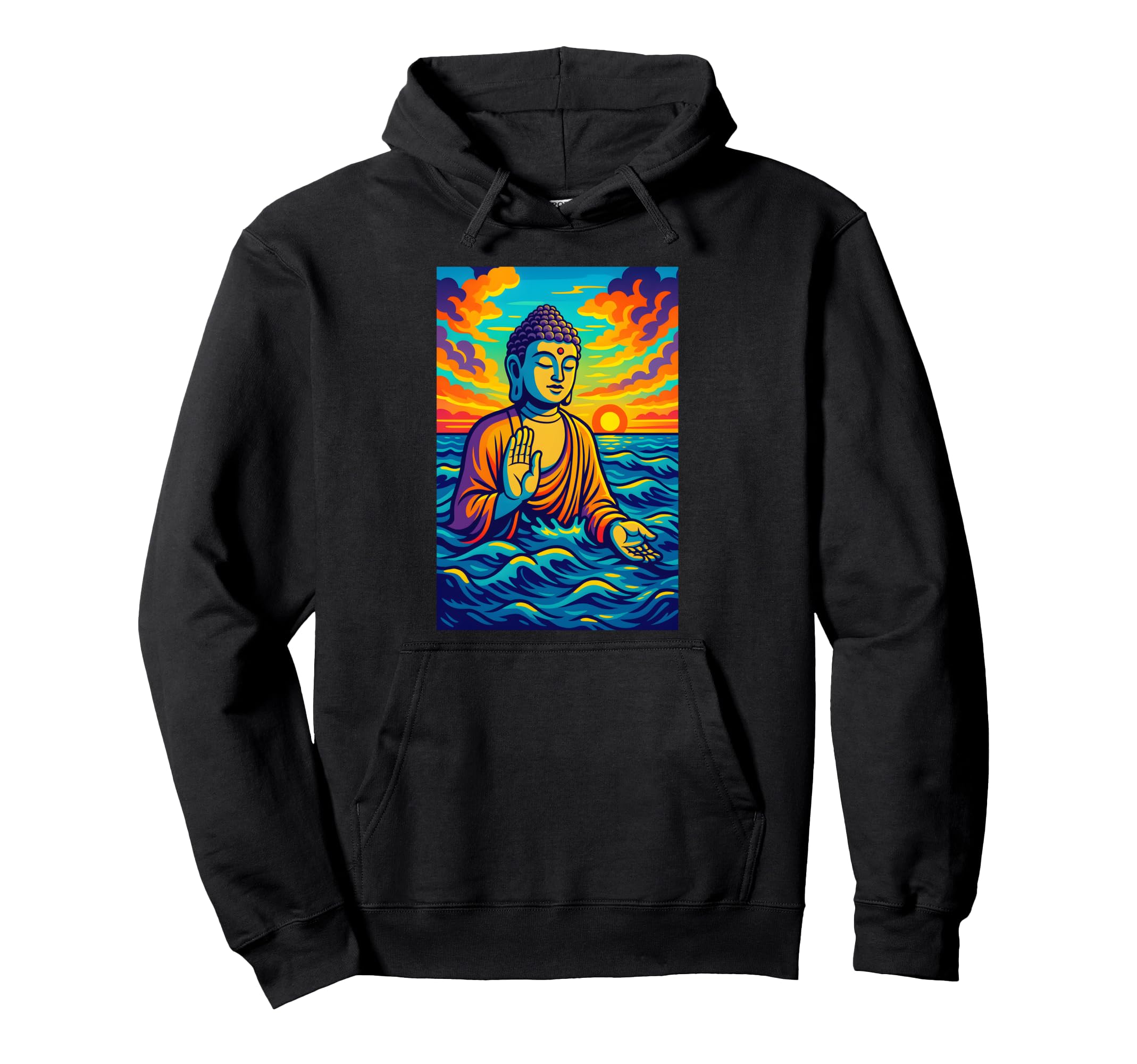 Buddha Sunset Art Spiritual Ocean Meditation Hoodie - Graphic Print Unisex - T-Shirt, Sweatshirt, Hoodie