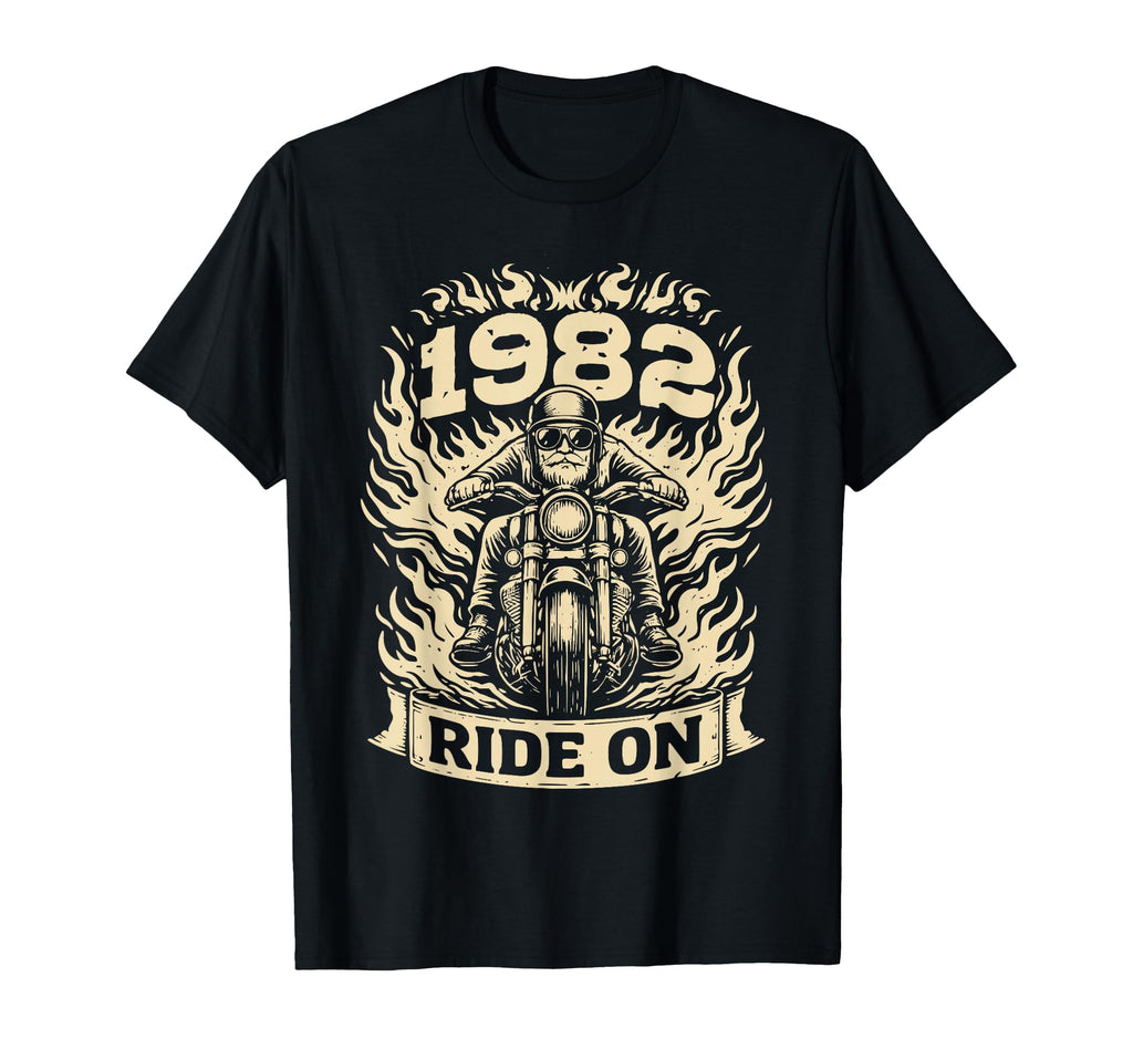 Biker 1982 Ride Birthday Motorcycle T-Shirt - Custom Art Print for Adults - T-Shirt, Sweatshirt, Hoodie