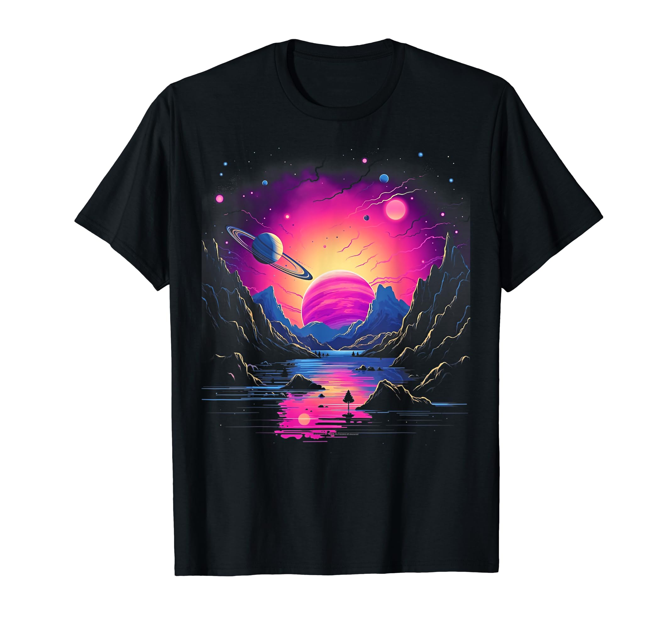 Vaporwave Solar System 80S Synthwave Space T-Shirt - Unique Graphic Unisex - T-Shirt, Sweatshirt, Hoodie