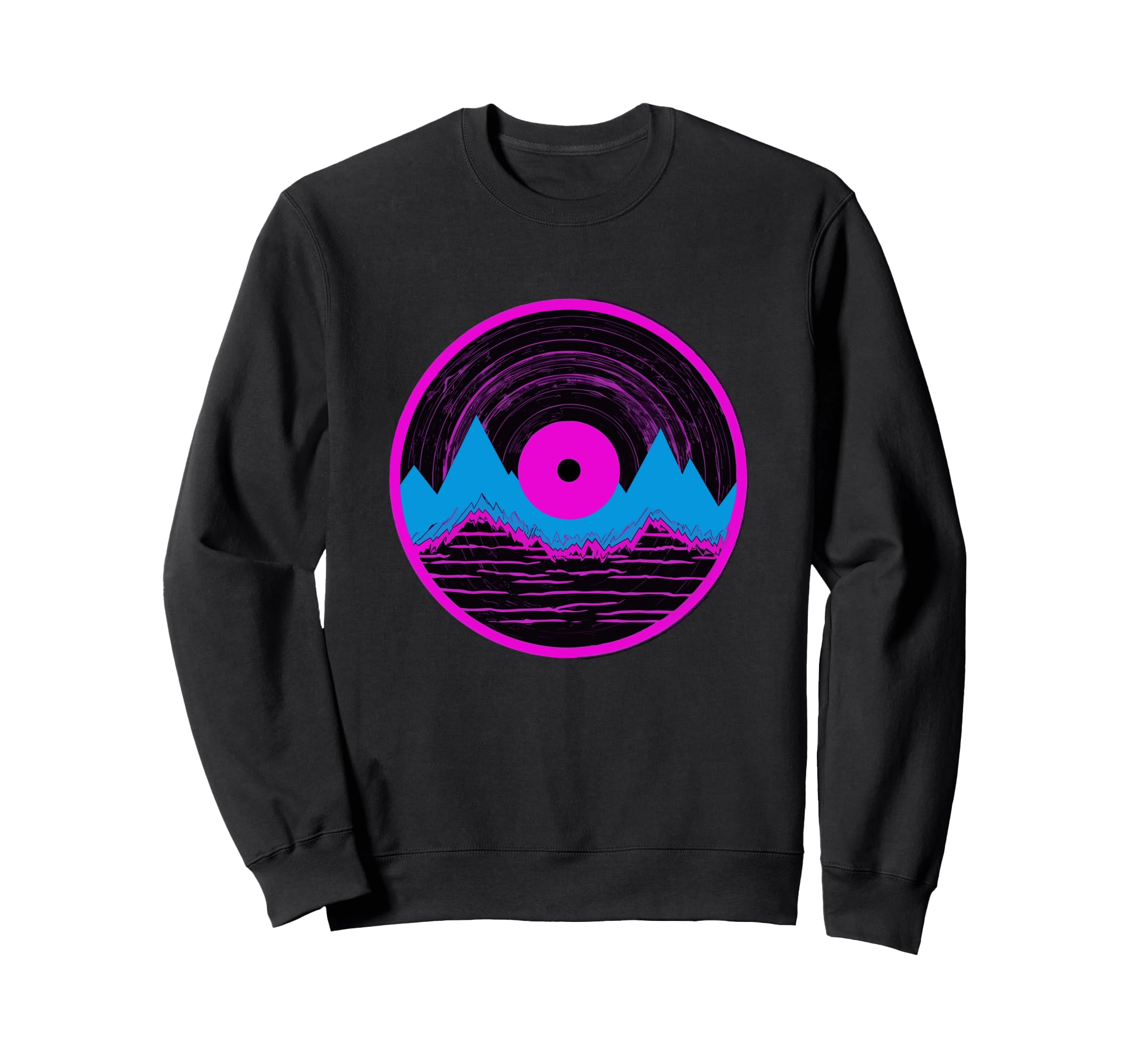 Mountain Vinyl Record Vaporwave Sweatshirt - Minimalist Print Men Women - T-Shirt, Sweatshirt, Hoodie