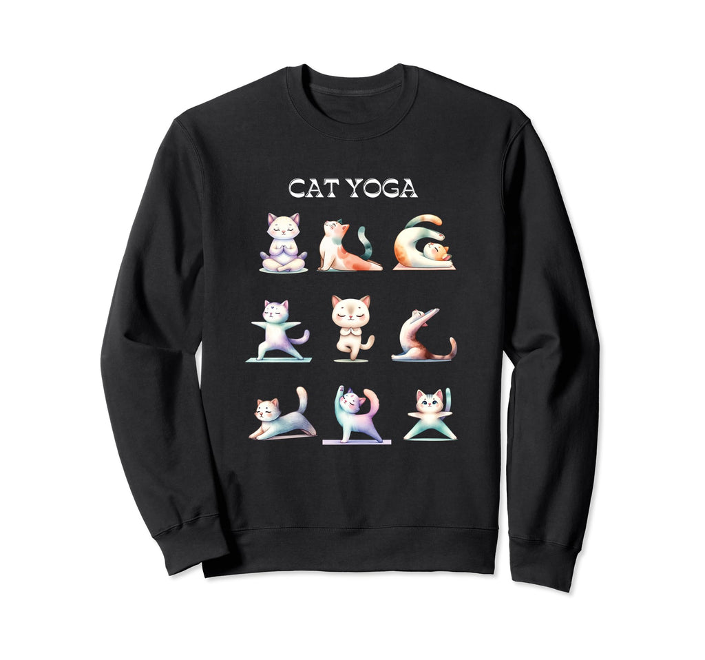 Cat Yoga Poses Practicing Sweatshirt - Novelty Apparel for Adults - T-Shirt, Sweatshirt, Hoodie