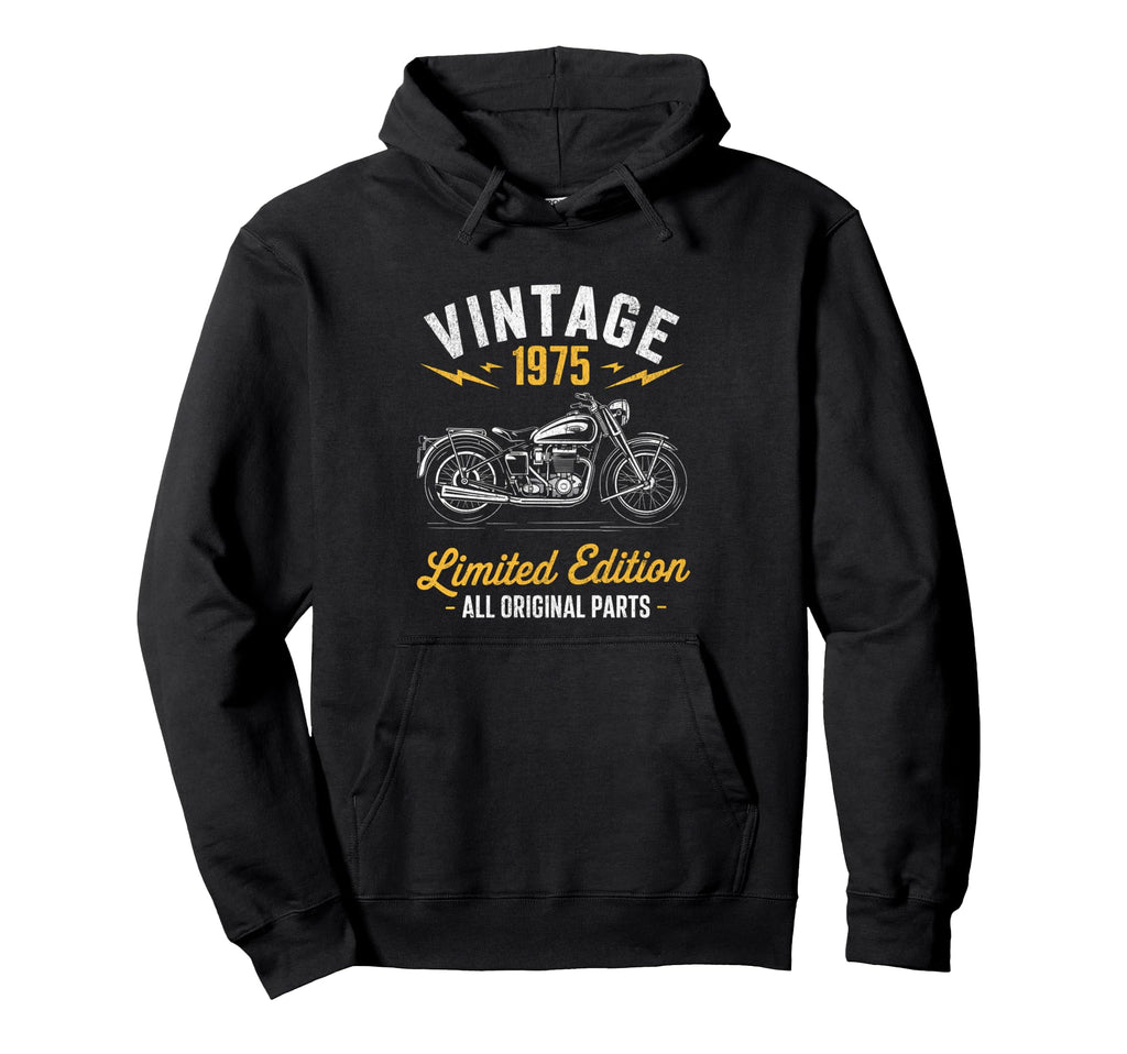 1975 Biker Motorcycle Fiftieth Birthday Hoodie - Minimalist Print Men Women - T-Shirt, Sweatshirt, Hoodie