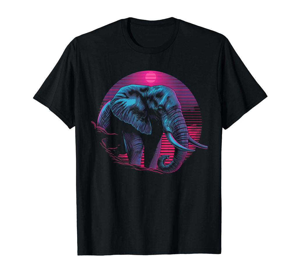 Elephant Vaporwave Aesthetic Synthwave T-Shirt - Graphic Print for Adults - T-Shirt, Sweatshirt, Hoodie