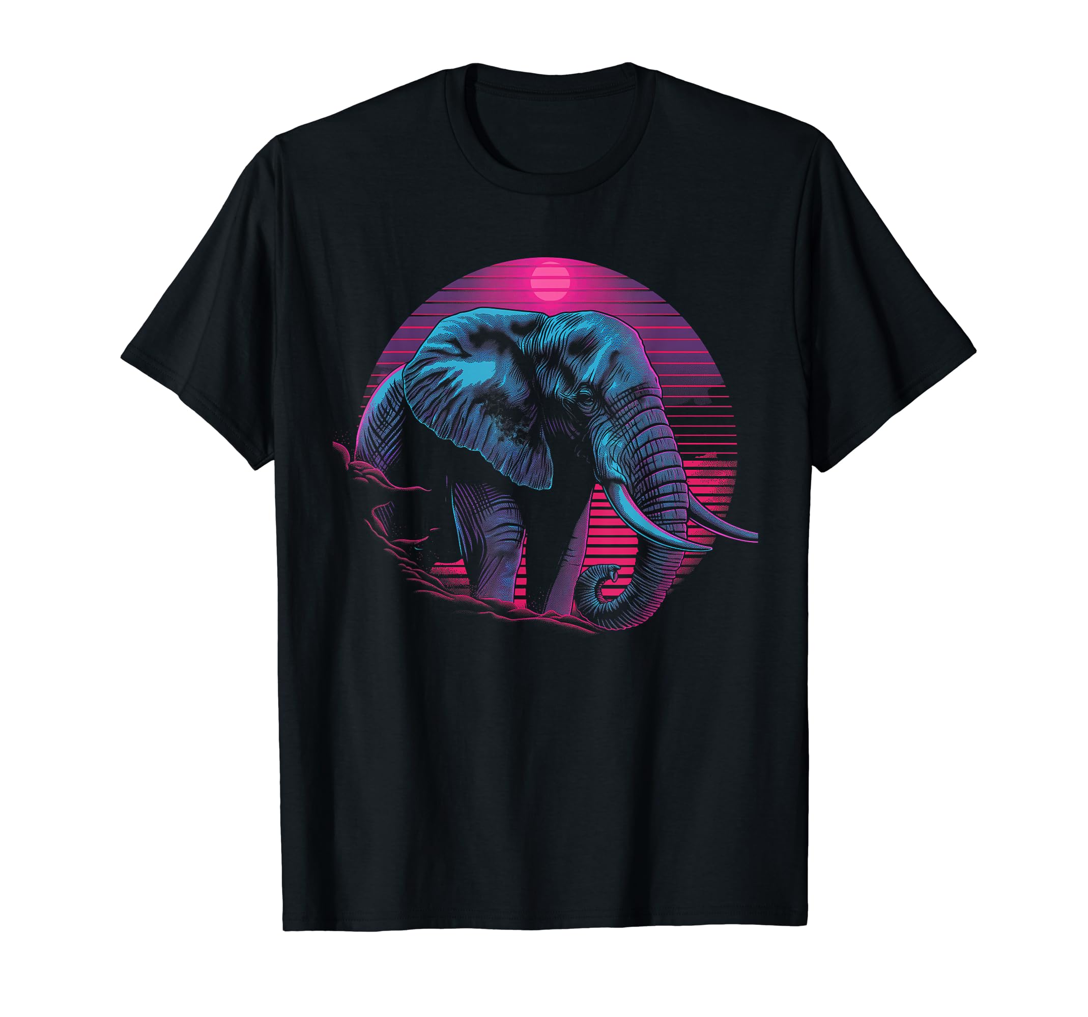Elephant Vaporwave Aesthetic Synthwave T-Shirt - Graphic Print for Adults - T-Shirt, Sweatshirt, Hoodie
