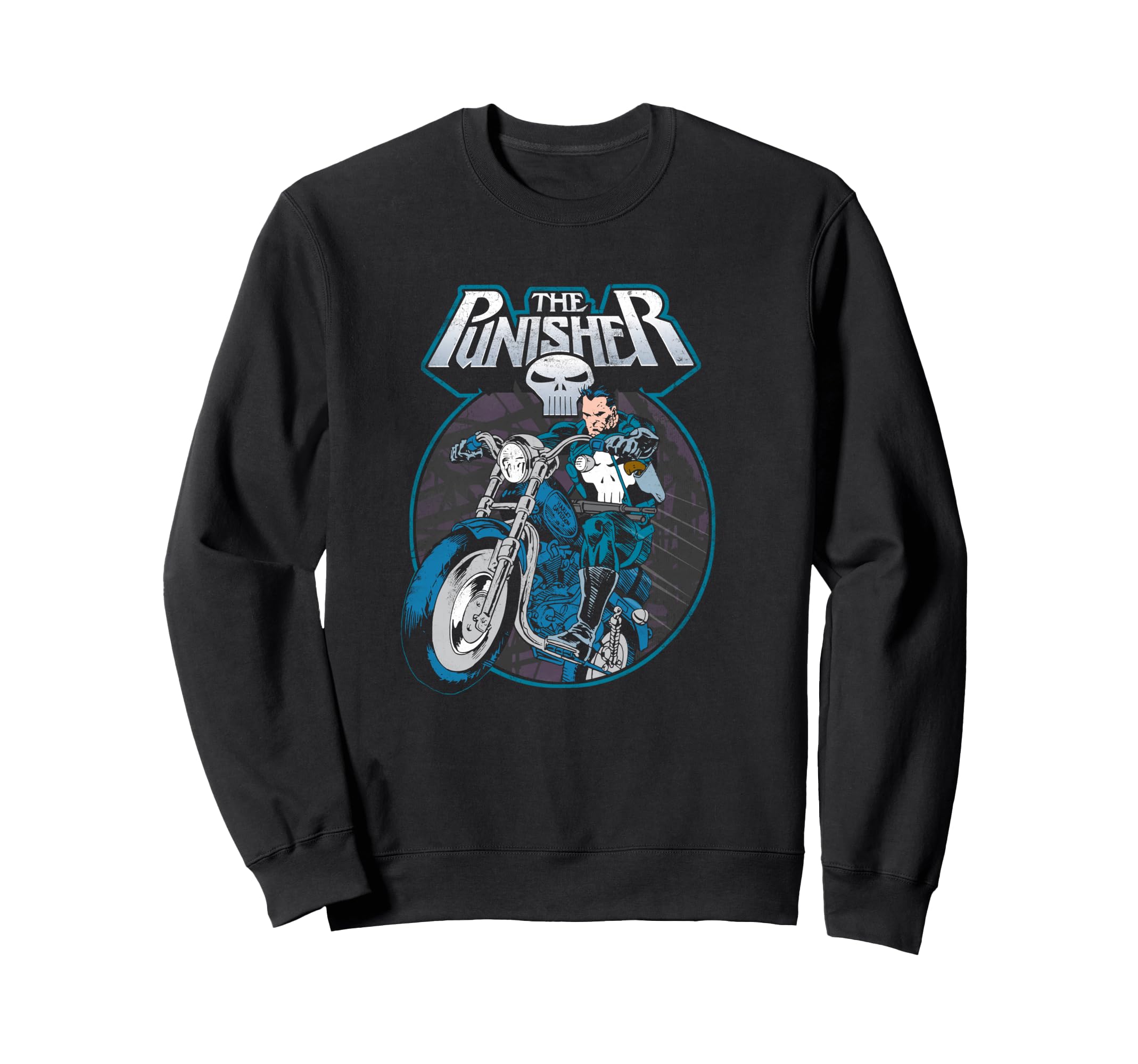 Marvel Punisher Frank Riding Motorcycle Sweatshirt - Unique Graphic Unisex - T-Shirt, Sweatshirt, Hoodie
