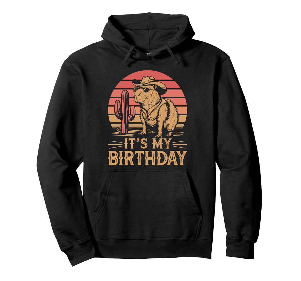 Capybara Cowboy Funny Western Birthday Hoodie - Minimalist Print Men Women - T-Shirt, Sweatshirt, Hoodie