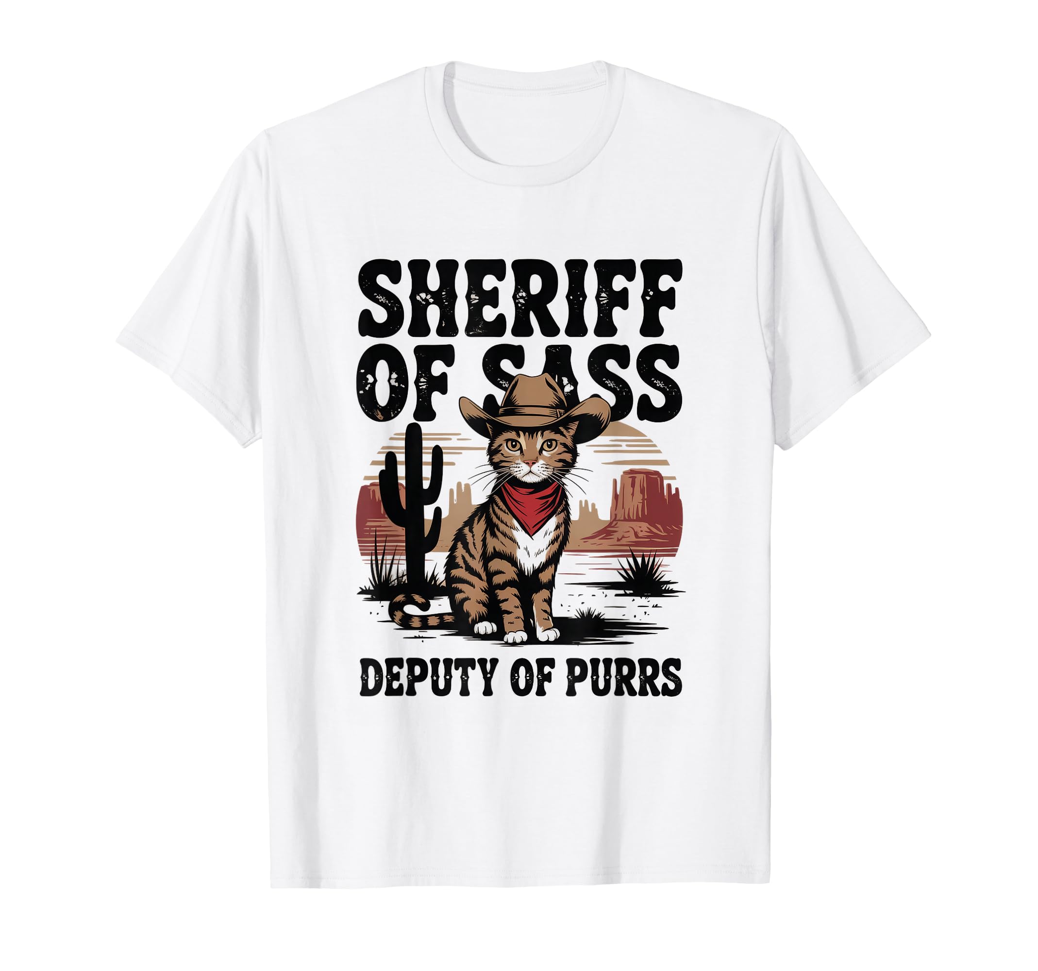 Sheriff Sass Deputy Purrs Cowboy T-Shirt - Minimalist Print for Adults - T-Shirt, Sweatshirt, Hoodie