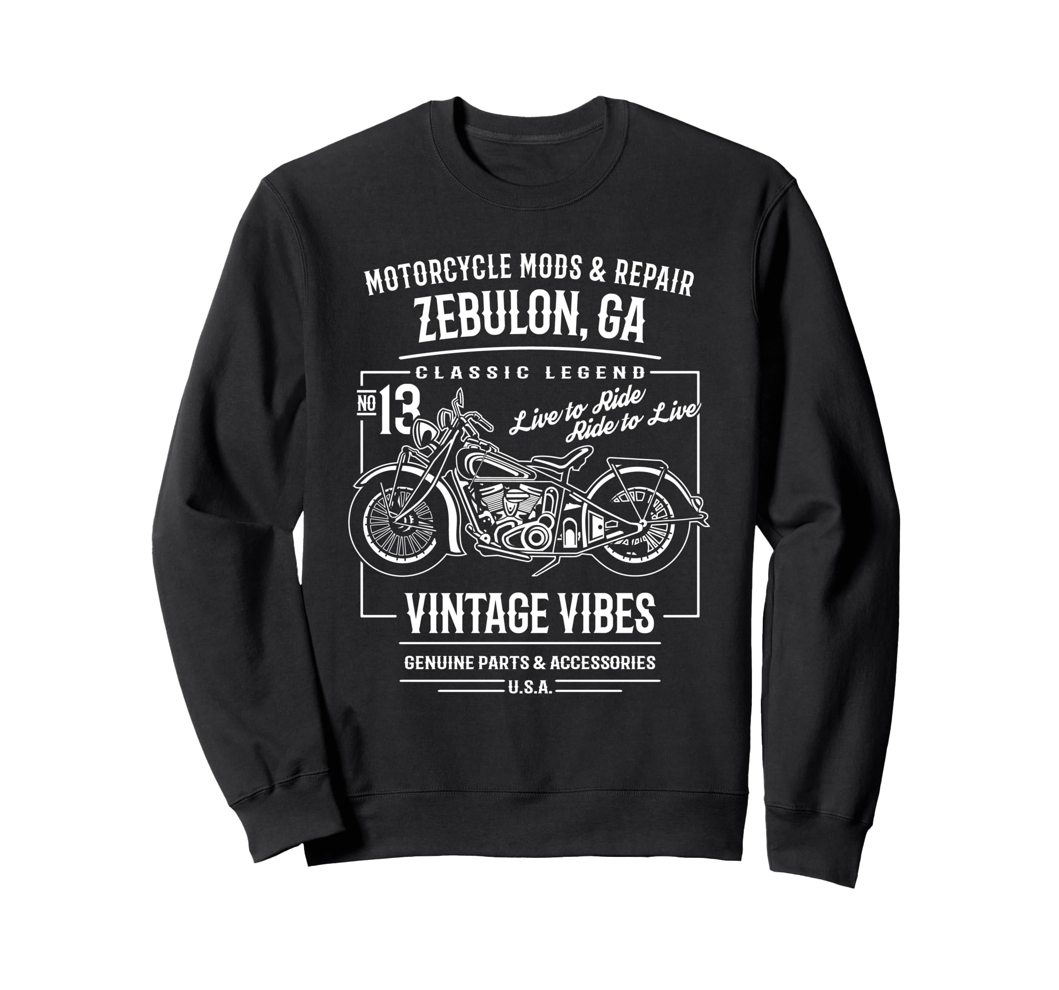 Zebulon Ga Usa Motorcycle Sweatshirt - Novelty Apparel for Adults - T-Shirt, Sweatshirt, Hoodie
