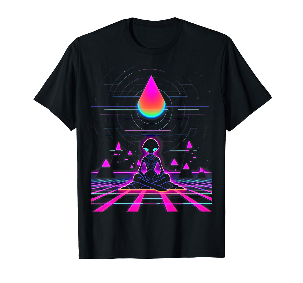 Synthwave Alien Buddha Cyberpunk 80S Sci Fi T-Shirt - Graphic Print Unisex - T-Shirt, Sweatshirt, Hoodie