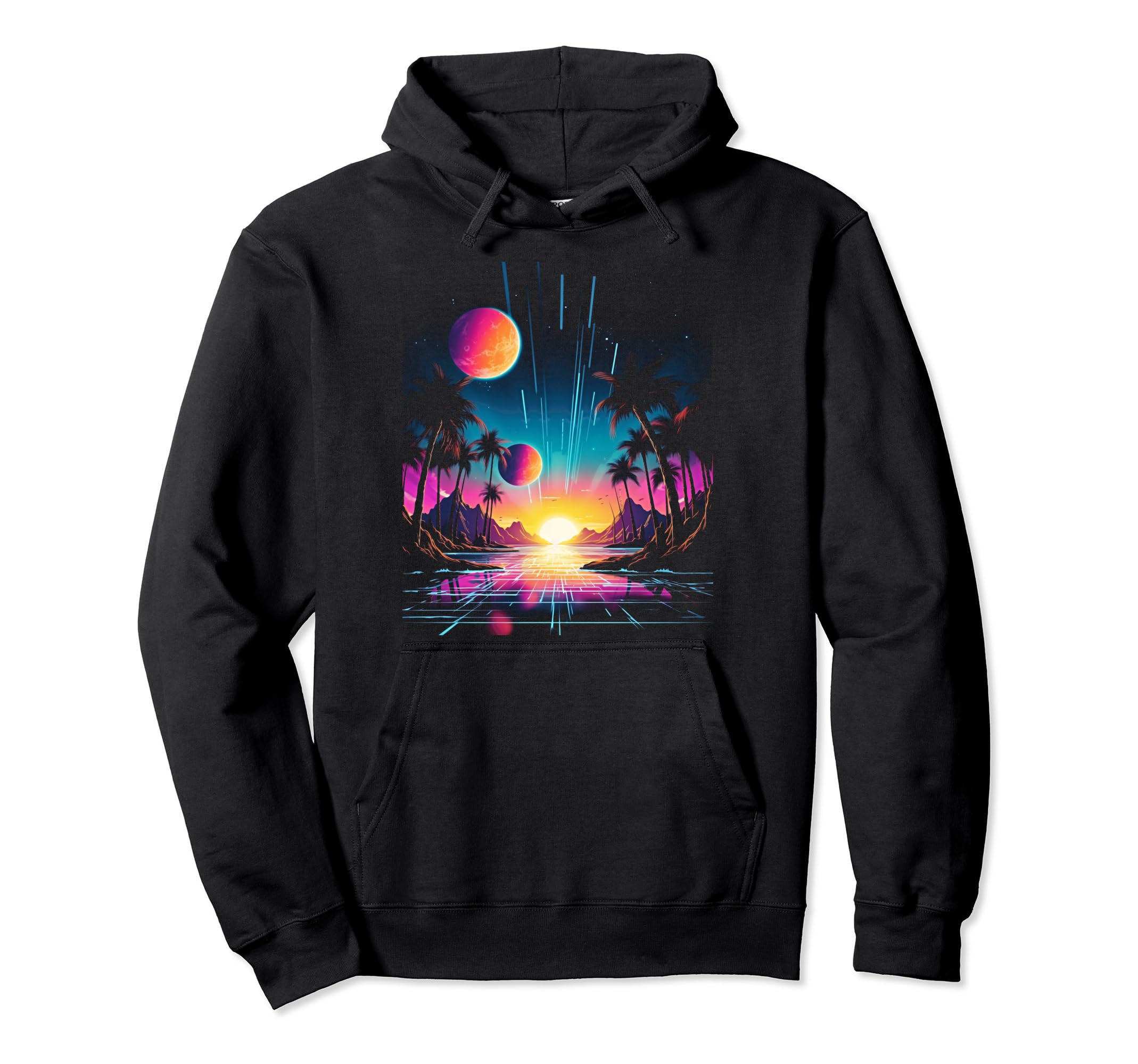 Vaporwave Solar System 80S Synthwave Space Hoodie - Trendy Graphic Unisex - T-Shirt, Sweatshirt, Hoodie