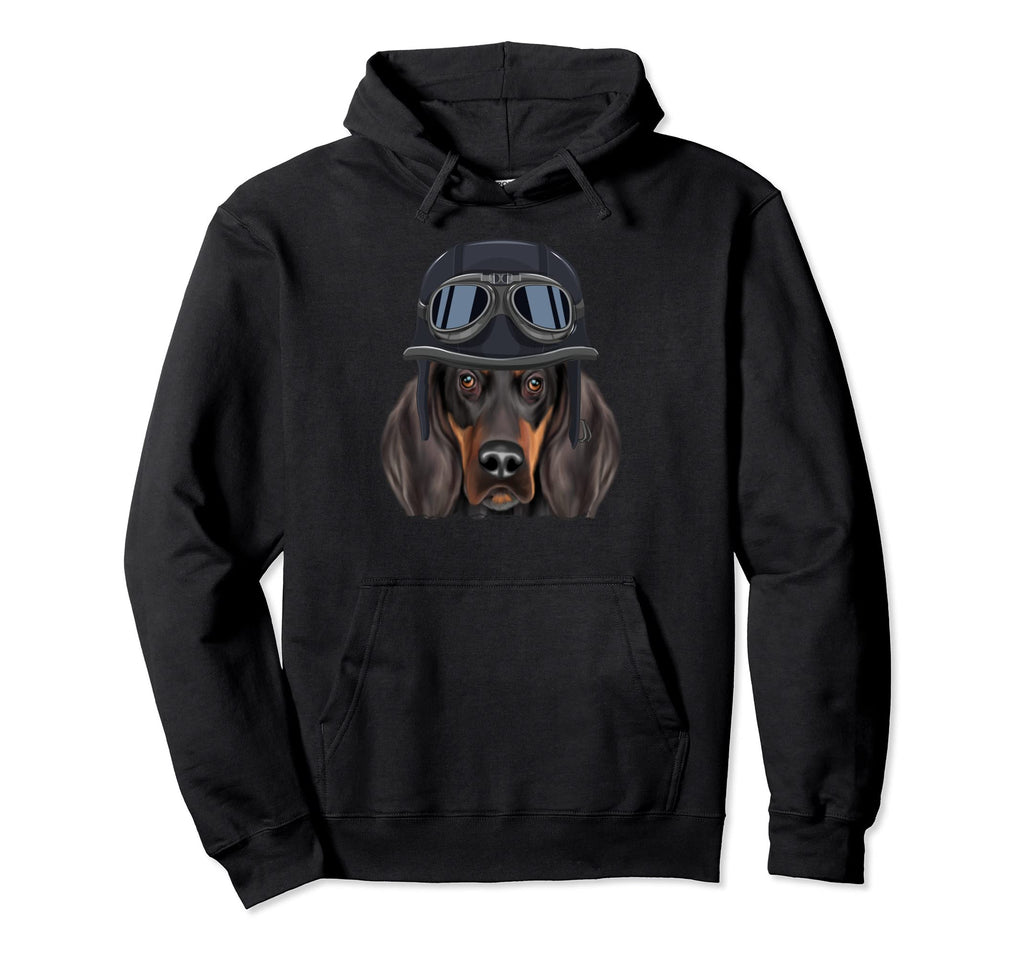 Funny Motorcycle Helmet Black And Tan Hoodie - Novelty Apparel Unisex - T-Shirt, Sweatshirt, Hoodie