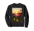 Flamingo Roller Skating 80S Sunset Sweatshirt - Streetwear Style Unisex - T-Shirt, Sweatshirt, Hoodie
