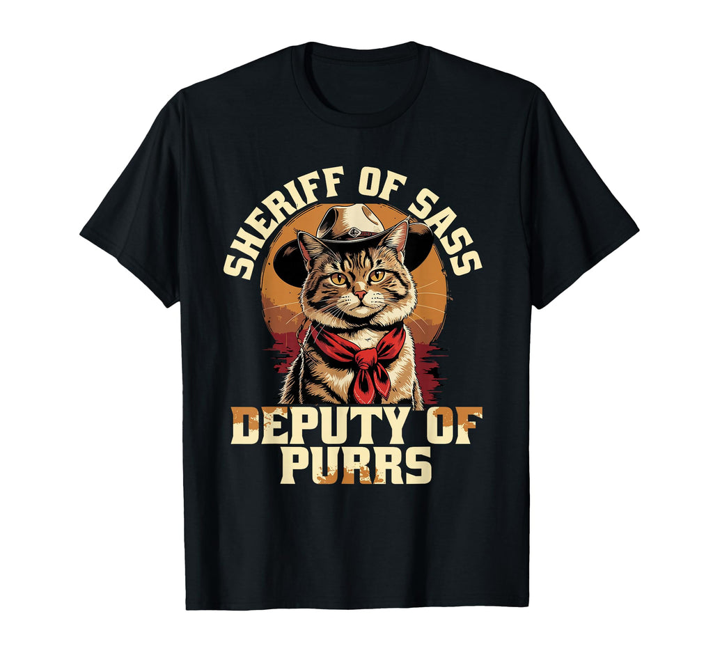 Funny Sheriff Cat Meme Cowboy T-Shirt - Minimalist Print for Adults - T-Shirt, Sweatshirt, Hoodie