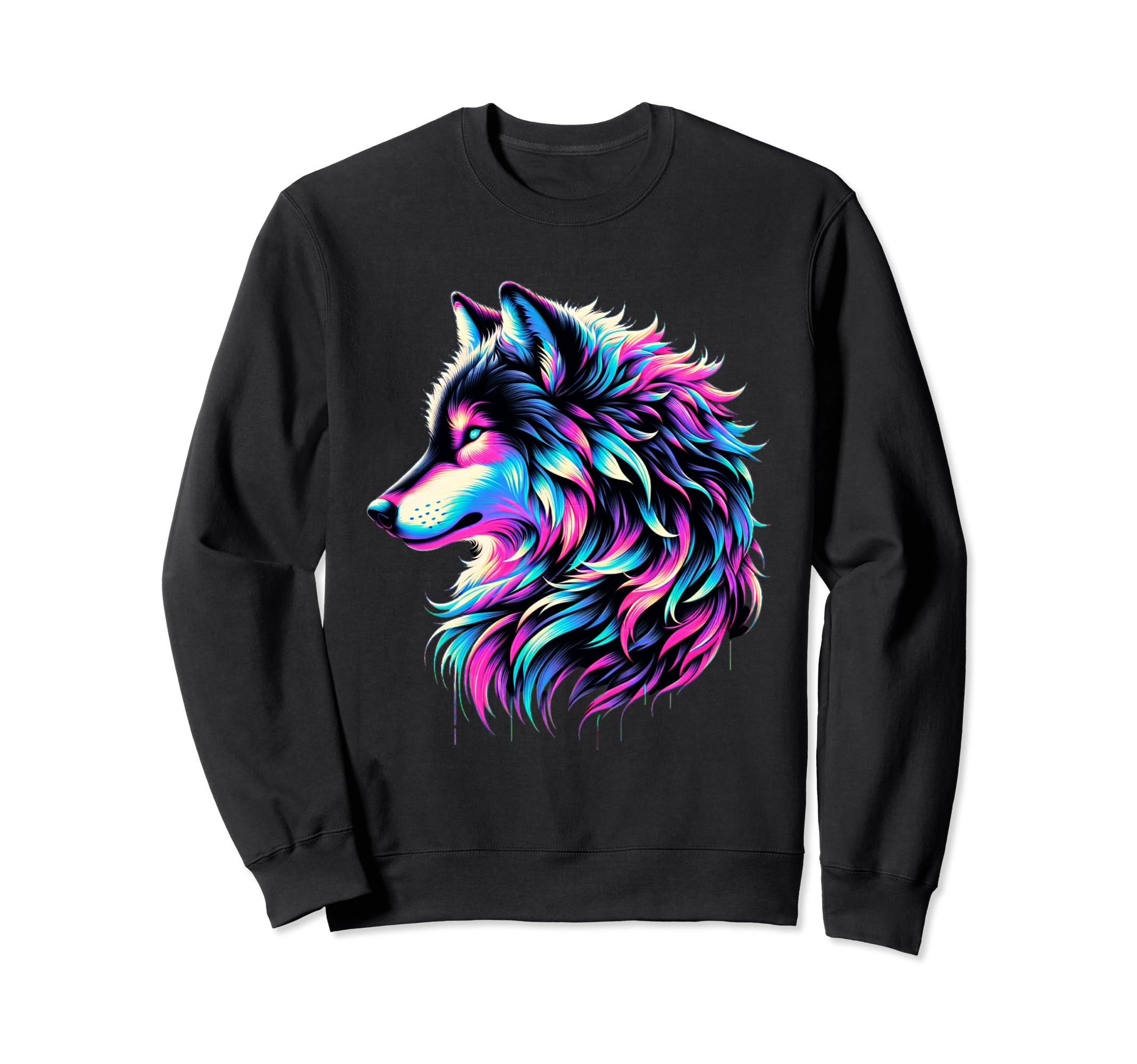 Wolf Vaporwave Aesthetic 80S 90S Sweatshirt - Fun Novelty Design Unisex - T-Shirt, Sweatshirt, Hoodie
