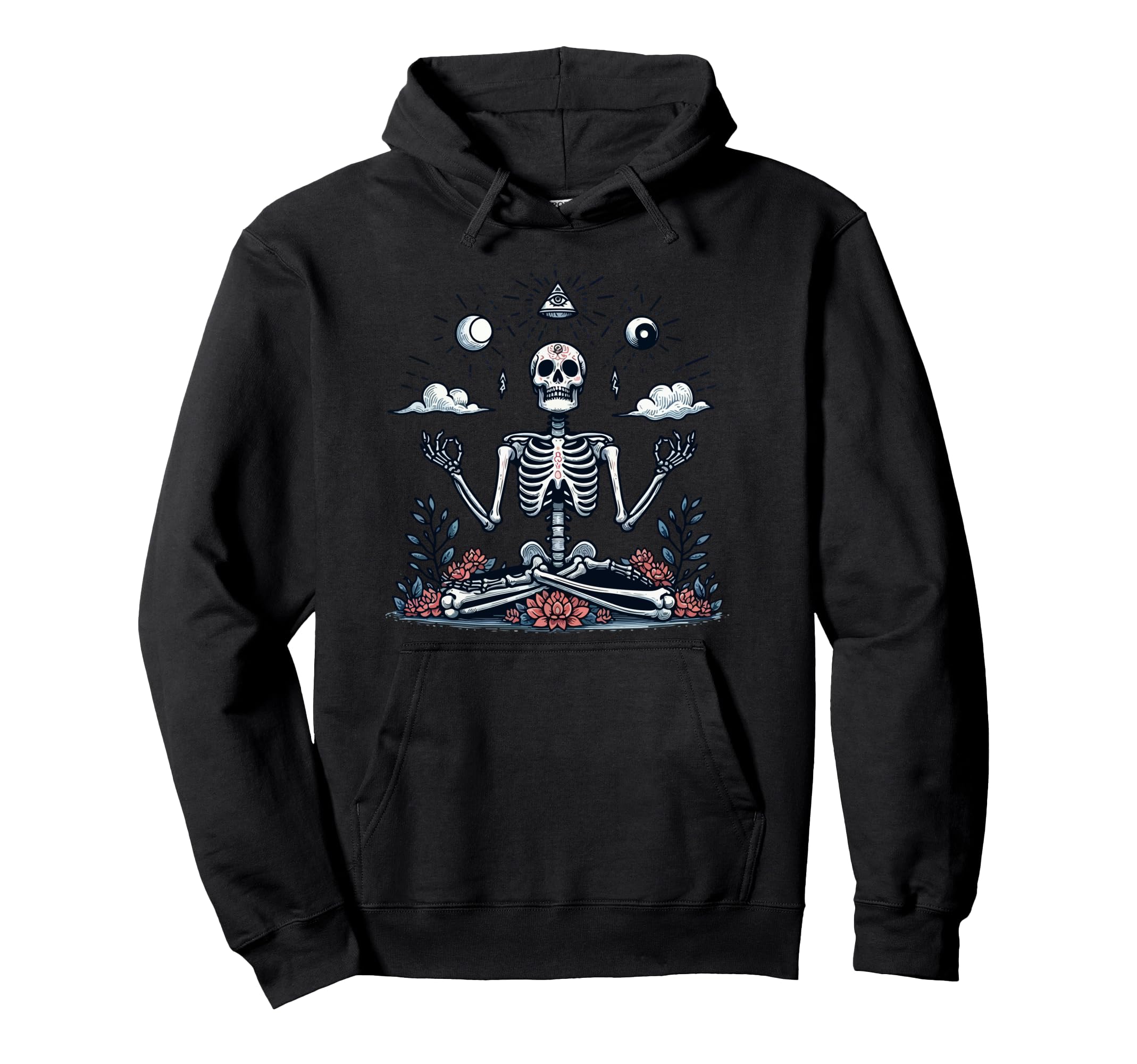 Meditation Skeleton Yoga Pose Relaxing Hoodie - Unique Graphic for Adults - T-Shirt, Sweatshirt, Hoodie