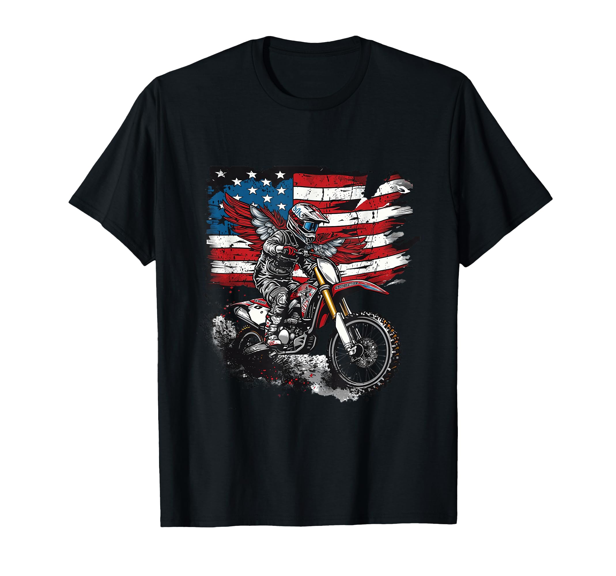 Motorcycle Rider American Flag T-Shirt - Graphic Print Unisex - T-Shirt, Sweatshirt, Hoodie