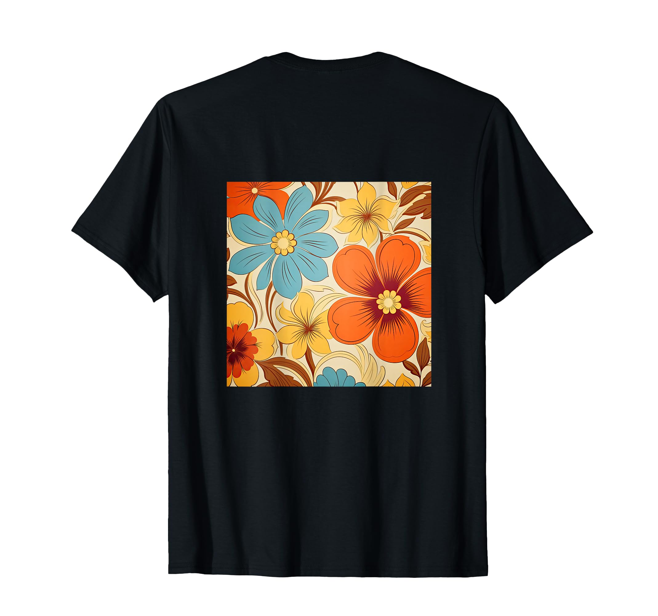70S Wallpaper Flowers Floral Pattern T-Shirt - Minimalist Print for Adults - T-Shirt, Sweatshirt, Hoodie