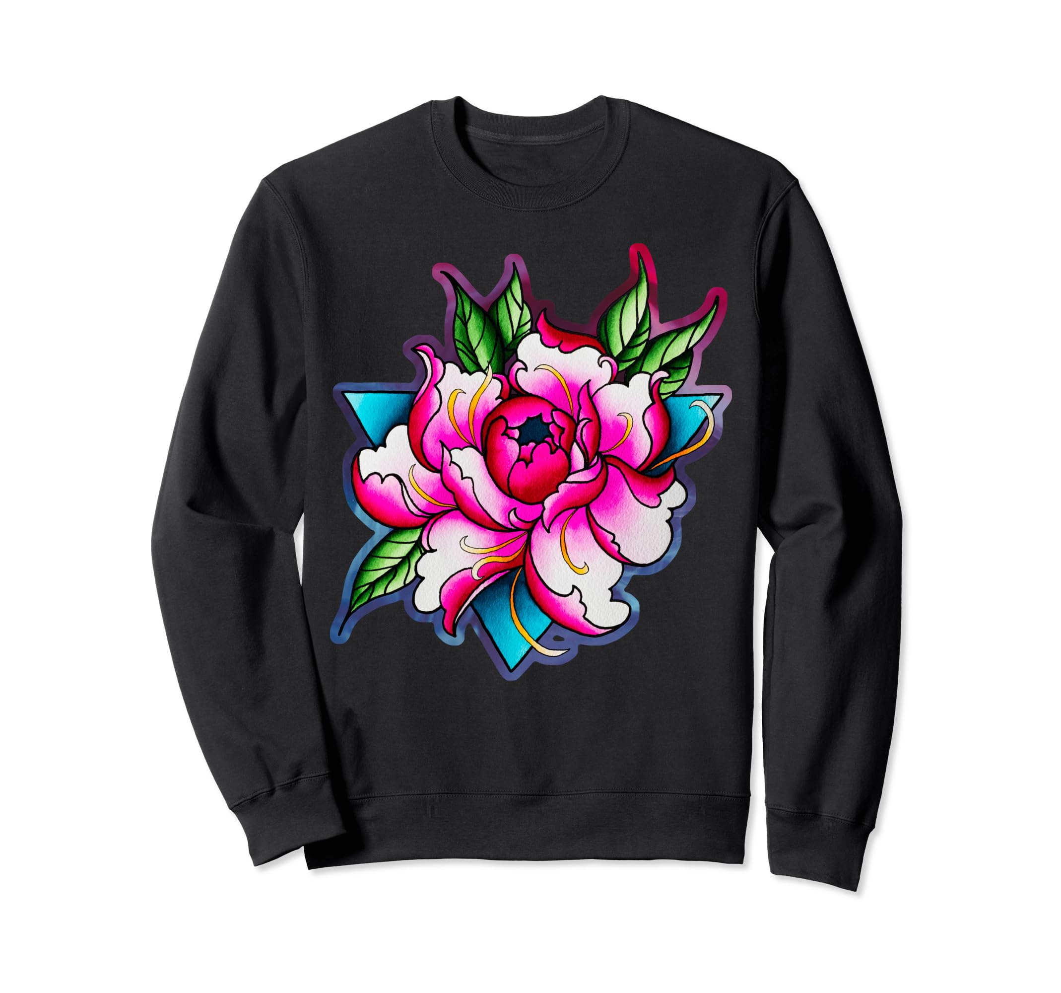 Neotraditional Flower Peony Tattoo Sweatshirt - Graphic Print for Adults - T-Shirt, Sweatshirt, Hoodie