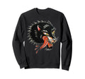 Wolf Head Traditional Tattoo Flash Sweatshirt - Novelty Apparel for Adults - T-Shirt, Sweatshirt, Hoodie