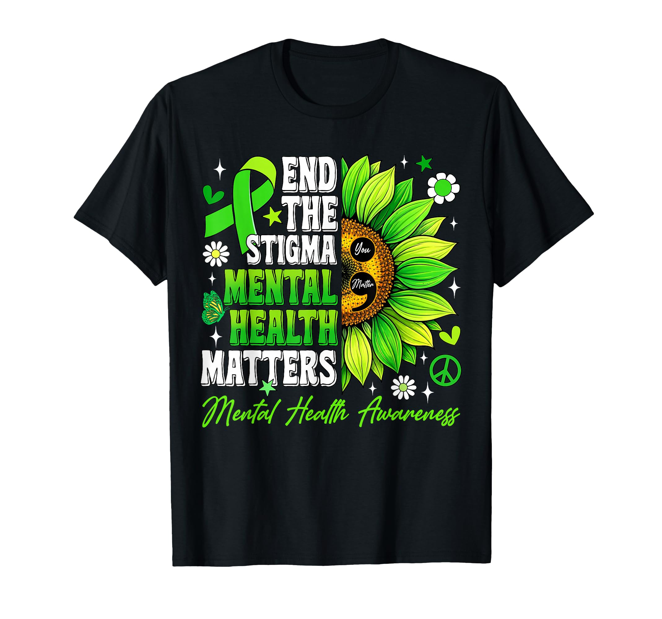 End Stigma Mental Health Matters T-Shirt - Custom Art Print Unisex - T-Shirt, Sweatshirt, Hoodie