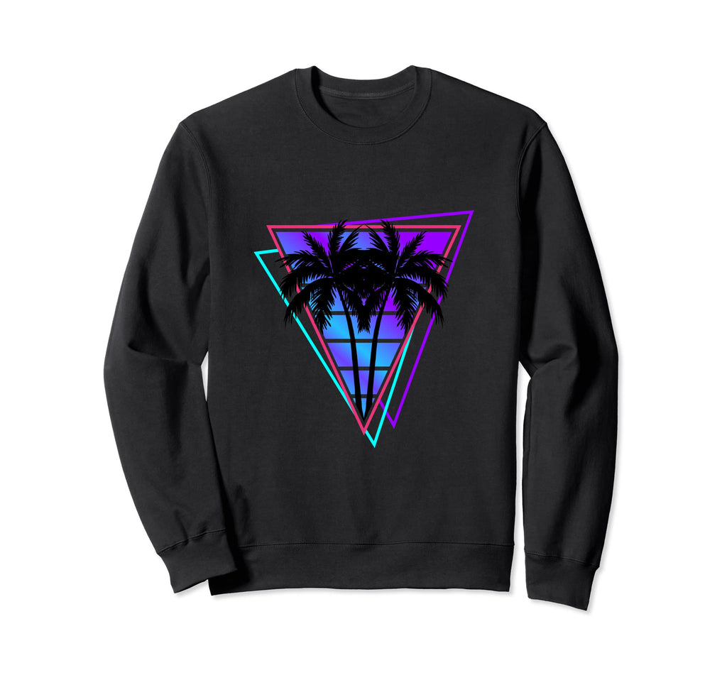 Synthwave Vaporwave Triangle Palm Sweatshirt - Unique Graphic Men Women - T-Shirt, Sweatshirt, Hoodie