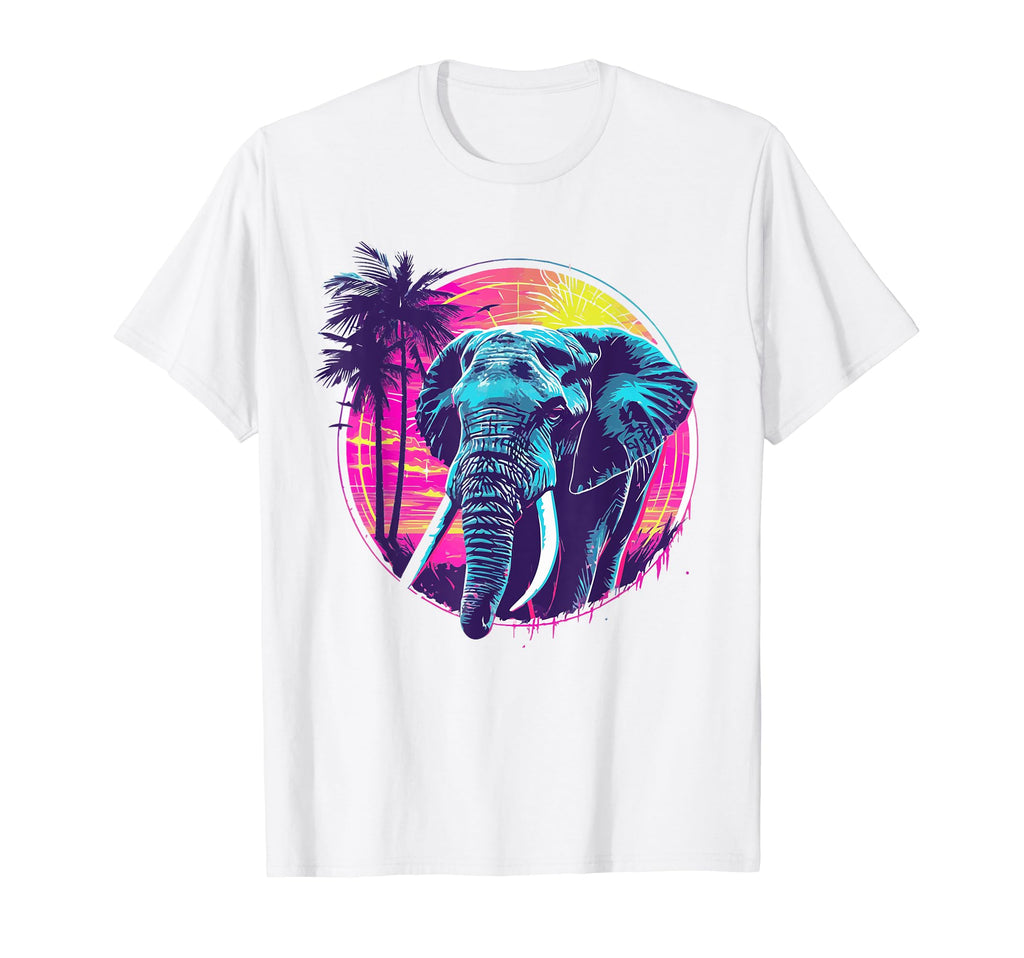 Elephant 80S Synthwave Africa T-Shirt - Casual Everyday Wear for Adults - T-Shirt, Sweatshirt, Hoodie