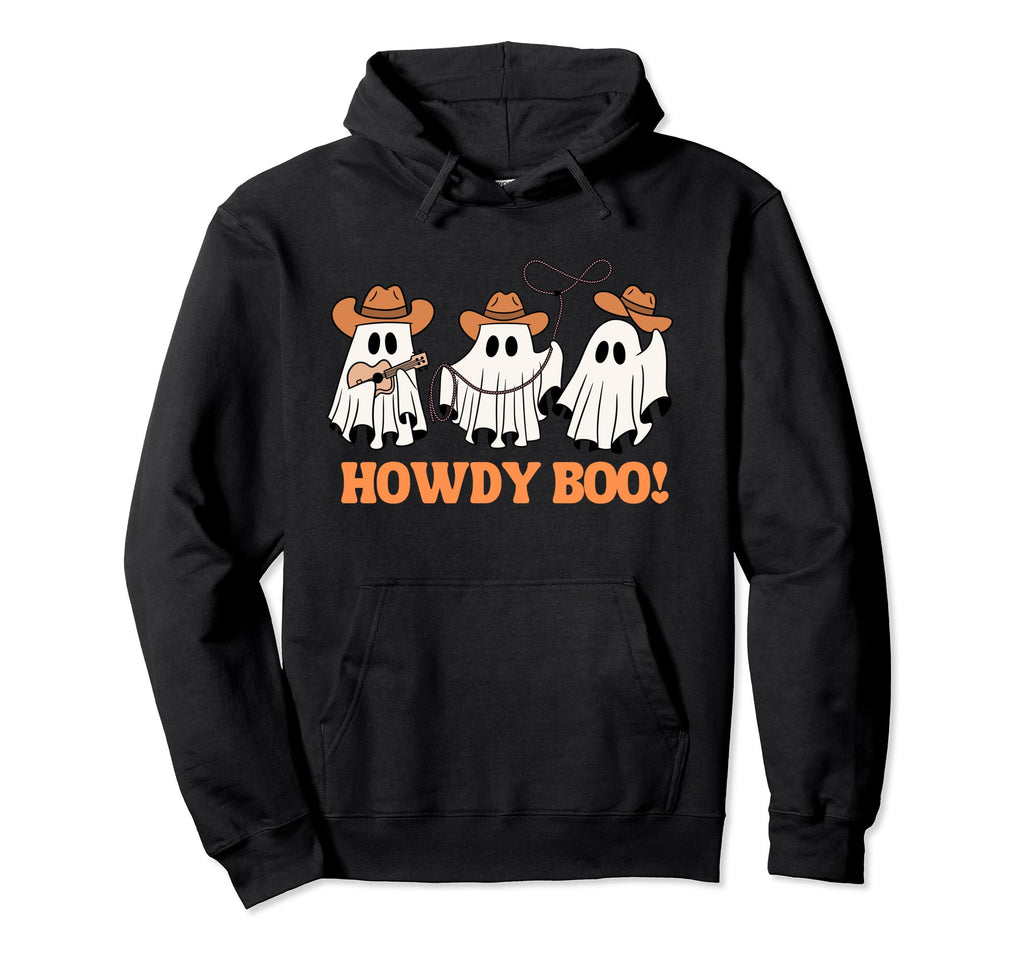 Western Halloween Cowboy Ghost Howdy Boo Hoodie - Aesthetic Graphic Unisex - T-Shirt, Sweatshirt, Hoodie